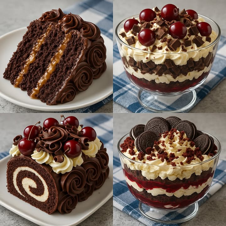 TE ENSEÑO 4 RECETAS DE POSTRES 

  1. Pastel de Chocolate con Dulce de Leche

Ingredientes:

3 huevos
1 taza de azúcar
1 taza de leche
1/2 taza de aceite
1 taza de cacao en polvo
1 1/2 taza de harina de trigo
1 cucharada de polvo de hornear
1 cucharadita de esencia de vainilla
400 g de dulce de leche
300 g de cobertura de chocolate o ganache para decorar

Paso a paso:

1. Precalienta el horno a 180 C.
2. Bate los huevos con el azúcar hasta que estén cremosos.
3. Agrega la leche, el aceite y la vainilla. Mezcla bien.
4. Incorpora la harina, el cacao y el polvo de hornear, tamizados.
5. Vierte la mezcla en un molde engrasado y hornea por 40 minutos.
6. Deja enfriar, corta en 3 capas.
7. Rellena con dulce de leche entre cada capa.
8. Cubre todo el pastel con ganache o cobertura de chocolate decorada en forma de flores.

  2. Trifle de Cereza y Chocolate

Ingredientes:

1 bizcochuelo de chocolate troceado
1 taza de mermelada de cereza o cerezas en almíbar
500 ml de crema para batir
3 cucharadas de azúcar
100 g de chocolate en trozos o rallado
Cerezas frescas para decorar

Paso a paso:

1. Bate la crema con el azúcar hasta obtener picos firmes.
2. En un vaso trifle o recipiente de vidrio, coloca una capa de bizcochuelo.
3. Agrega una capa de mermelada o cerezas.
4. Luego, una capa de crema batida.
5. Repite las capas hasta llenar el vaso.
6. Finaliza con crema, trozos de chocolate y cerezas frescas encima.

  3. Rollo de Chocolate con Cerezas

Ingredientes:

4 huevos
1/2 taza de azúcar
1/2 taza de harina de trigo
1/4 taza de cacao en polvo
1 cucharadita de polvo de hornear
1 pizca de sal
300 ml de crema para batir
2 cucharadas de azúcar glass
Cerezas frescas
Chocolate rallado o en espirales para decorar

Paso a paso:

1. Bate los huevos con el azúcar hasta que tripliquen su volumen.
2. Agrega los ingredientes secos tamizados con movimientos envolventes.
3. Vierte en una bandeja con papel manteca y hornea 10-12 minutos a 180 C.
4. Enrolla en caliente con un paño húmedo y deja enfriar.
5. Bate la crema con azúcar glass.
6. Desenrolla el bizcocho, rellena con la crema y vuelve a enrollar.
7. Decora con más crema, cerezas y chocolate.

  4. Trifle de Oreo con Frutos Rojos

Ingredientes:

1 paquete de galletas tipo Oreo
500 ml de crema para batir
3 cucharadas de azúcar
1 taza de mermelada o coulis de frutos rojos
1 bizcochuelo de chocolate desmenuzado o red velvet

Paso a paso:

1. Bate la crema con el azúcar hasta obtener picos firmes.
2. Coloca una capa de coulis de frutos rojos en el fondo del vaso.
3. Agrega galletas Oreo y crema batida.
4. Añade una capa de bizcochuelo desmenuzado.
5. Repite las capas hasta llenar el vaso.
6. Termina con crema, galletas Oreo enteras y trozos de bizcochuelo por encima.

#recetas #postres #usafood #cake