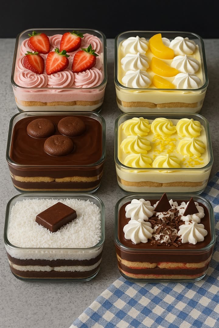 Te enseño 6 Postres Fríos sin Horno: Pavés para Cualquier Momento

 1. Pavé de Fresa

Ingredientes:

1 taza de fresas troceadas
1 lata pequeña de leche condensada
1 taza de crema para batir
1 taza de leche
Galletas tipo vainilla o champagne
Gelatina sin sabor opcional, para dar firmeza

Preparación:

1. Licúa las fresas junto con la leche condensada y la crema.
2. Si deseas más consistencia, disuelve gelatina sin sabor en un poco de la mezcla y añade.
3. Forma capas de galletas y crema en un molde.
4. Lleva a refrigerar y adorna con fresas frescas al servir.

 2. Pavé de Durazno

Ingredientes:

1 lata de duraznos en almíbar utiliza también el jugo
1 lata de leche condensada
1 taza de crema de leche
Galletas champagne o similares

Preparación:

1. Licúa parte de los duraznos con la leche condensada y la crema.
2. Humedece las galletas en el almíbar de los duraznos.
3. Coloca en capas: galletas y crema.
4. Finaliza decorando con rebanadas de durazno y enfría por al menos 4 horas.

 3. Pavé de Chocolate
Ingredientes:

200 g de chocolate semiamargo
1 lata de leche condensada
2 tazas de leche entera
1 cucharada de fécula de maíz maicena
1 yema de huevo
Galletas de chocolate o vainilla
Crema chantilly opcional

Preparación:

1. Cocina la leche condensada con la leche, la maicena y la yema hasta que espese.
2. Incorpora el chocolate previamente derretido.
3. Alterna capas de galletas y crema de chocolate.
4. Decora con chantilly o con virutas de chocolate.

 4. Pavé de Limón
Ingredientes:

1 lata de leche condensada
1 lata de nata líquida sin azúcar
100 ml de jugo de limón fresco
Galletas de maicena o vainilla
Leche para mojar las galletas

Preparación:

1. Mezcla la leche condensada, la nata y el jugo de limón hasta obtener una crema densa.
2. En un molde, alterna galletas mojadas en leche con la crema.
3. Deja enfriar mínimo 4 horas.
4. Decora con ralladura de limón antes de servir.

便 5. Pavé de Coco y Chocolate tipo Prestigio

Ingredientes:

1 taza de leche condensada
1 taza de leche
1 taza de coco rallado
200 g de chocolate fundido
1 taza de crema de leche
Galletas de maicena o chocolate

Preparación:

1. Cocina la leche, el coco y la leche condensada hasta formar una crema espesa.
2. Mezcla el chocolate fundido con la crema de leche.
3. Monta por capas: galleta, crema de coco y cobertura de chocolate.
4. Refrigera hasta que cuaje.

 6. Pavé Napolitano tres sabores
Ingredientes:

Crema de vainilla leche condensada  maicena  esencia de vainilla
Crema de chocolate
Crema de fresa fresas trituradas  leche condensada  crema
Galletas sencillas para intercalar

Preparación:

1. Prepara cada una de las cremas por separado.
2. En un molde, coloca capas de galletas y de cada sabor.
3. Finaliza con la de chocolate o con nata montada.
4. Refrigera por mínimo 6 horas para que los sabores se integren bien.

#recetas #postres #dessert #recipe