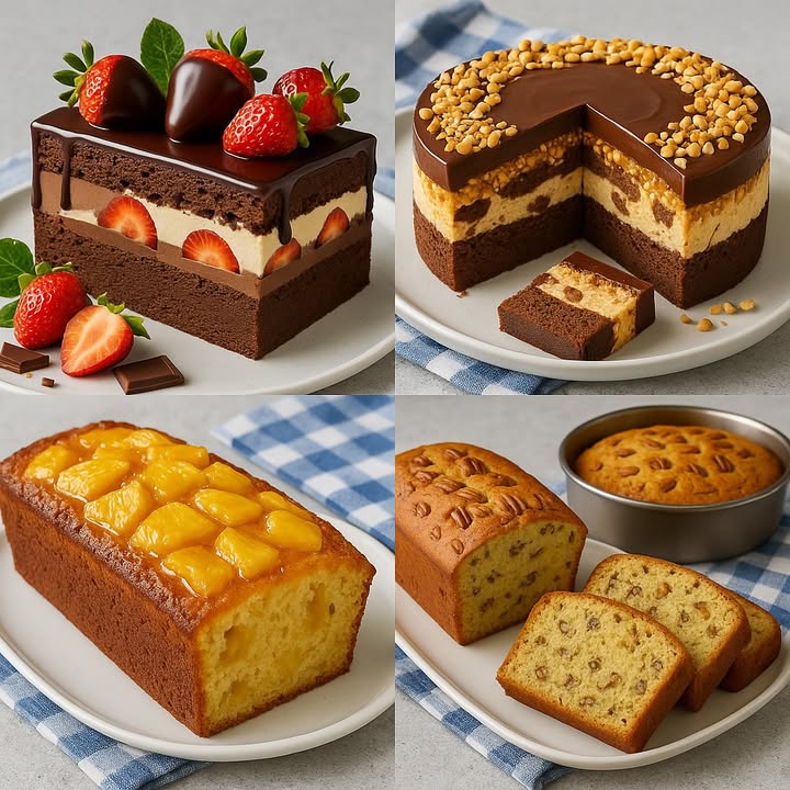 TE ENSEÑO 4 RECETAS DE POSTRES

  1. Pastel de chocolate con fresas y crema

Ingredientes:

2 capas de bizcocho de chocolate
200 g de crema batida
150 g de mousse de chocolate
10 fresas frescas mitad para el interior y mitad para decorar
100 g de chocolate para cobertura ganache
Fresas cubiertas con chocolate opcional

Paso a paso:

1. Corta el bizcocho de chocolate en dos capas iguales.
2. Extiende una capa de mousse de chocolate sobre la base.
3. Coloca fresas partidas por la mitad, lado plano hacia abajo.
4. Cubre con crema batida nivelando bien.
5. Añade la segunda capa de bizcocho.
6. Vierte ganache de chocolate por encima y deja caer por los bordes.
7. Decora con fresas frescas y opcionalmente con fresas cubiertas de chocolate.
8. Refrigera por 2 horas antes de servir.

樂 2. Tarta de chocolate con crema de cacahuate y nueces

Ingredientes:

1 bizcocho de chocolate molde redondo
250 g de crema de cacahuate maní
200 g de nata montada o crema batida
100 g de trozos de chocolate
150 g de ganache de chocolate
80 g de cacahuates troceados

Paso a paso:

1. Corta el bizcocho en dos capas.
2. Mezcla la crema de cacahuate con la nata montada.
3. Añade los trozos de chocolate a la mezcla.
4. Coloca la mezcla sobre la base de bizcocho.
5. Agrega la otra capa encima.
6. Cubre con el ganache de chocolate.
7. Espolvorea los cacahuates picados por encima.
8. Refrigera por 2-3 horas antes de cortar y servir.

 3. Bizcocho invertido de piña caramelizada

Ingredientes:

150 g de azúcar
50 g de mantequilla
300 g de piña en cubos natural o enlatada escurrida
3 huevos
180 g de azúcar
120 ml de leche
100 g de mantequilla derretida
200 g de harina
1 cda de polvo de hornear
1 cdita de esencia de vainilla

Paso a paso:

1. En una sartén, carameliza 150 g de azúcar con 50 g de mantequilla.
2. Vierte el caramelo en el fondo de un molde rectangular.
3. Añade los cubos de piña encima del caramelo.
4. Bate los huevos con 180 g de azúcar hasta que estén espumosos.
5. Añade leche, mantequilla derretida y vainilla. Mezcla bien.
6. Incorpora la harina y el polvo de hornear tamizados.
7. Vierte la masa sobre la piña.
8. Hornea a 180 C por 40-45 minutos.
9. Deja enfriar 10 minutos y desmolda con cuidado.

 4. Bizcocho de nueces pecanas

Ingredientes:

3 huevos
150 g de azúcar
100 ml de aceite vegetal
120 ml de leche
1 cdita de esencia de vainilla
200 g de harina de trigo
1 cda de polvo de hornear
100 g de nueces pecanas picadas

Paso a paso:

1. Bate los huevos con el azúcar hasta que estén espumosos.
2. Añade el aceite, la leche y la vainilla. Mezcla bien.
3. Incorpora la harina y el polvo de hornear.
4. Añade las nueces pecanas y mezcla suavemente.
5. Vierte en un molde tipo budín o redondo engrasado.
6. Hornea a 180 C durante 35-40 minutos o hasta que al pinchar salga limpio.
7. Deja enfriar y sirve en rebanadas.

#recetas #postres #usafood #cake