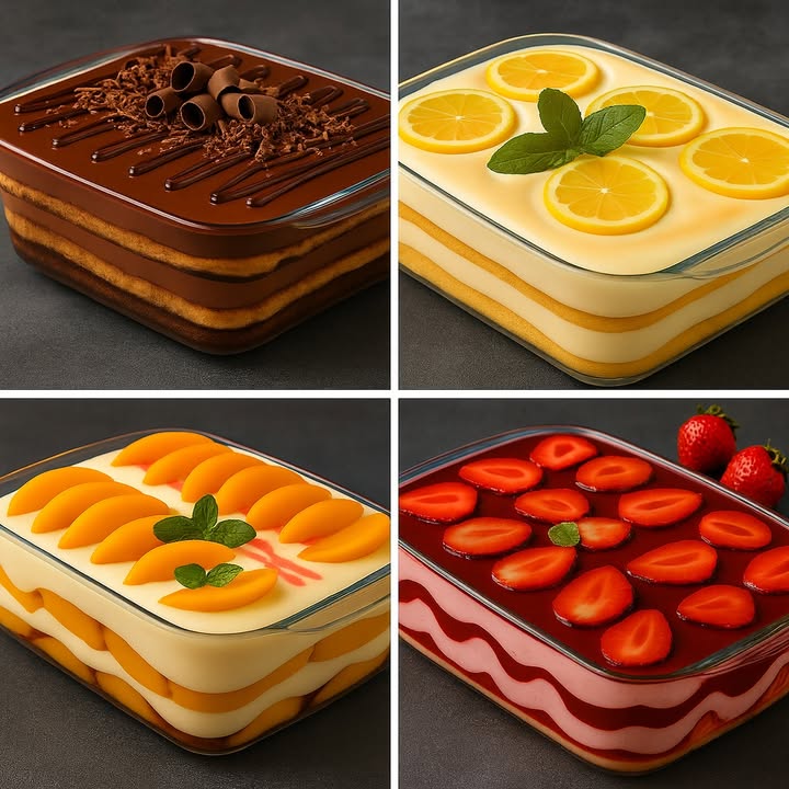 Te dejo 4 recetas de postres riquissimos

 Postre de Chocolate Cremoso

Ingredientes:

200 g de galletas tipo champagne o vainillas
500 ml de leche
3 cucharadas de cacao en polvo
200 g de chocolate semiamargo
1 cucharada de mantequilla
2 cucharadas de azúcar
1 cucharadita de esencia de vainilla
Rulos o virutas de chocolate para decorar

Preparación:

1. Calienta la leche con el cacao, el azúcar y la mantequilla hasta que se derrita todo.
2. Agrega el chocolate picado y mezcla hasta obtener una crema suave.
3. En una fuente de vidrio, coloca una capa de galletas y una capa de crema de chocolate.
4. Repite hasta llenar el molde.
5. Cubre con virutas de chocolate y deja enfriar al menos 2 horas antes de servir.

 Postre de Limón Refrescante

Ingredientes:

1 lata de leche condensada
1 lata de crema de leche
Jugo de 3 limones
Ralladura de 1 limón
200 g de galletas tipo champagne
Rodajas de limón y hojas de menta para decorar

Preparación:

1. Mezcla la leche condensada, la crema y el jugo de limón hasta que espese.
2. En una fuente, coloca una capa de galletas y una capa de crema.
3. Alterna las capas hasta cubrir completamente.
4. Decora con rodajas de limón y menta.
5. Refrigera por al menos 3 horas antes de servir.

 Postre de Durazno con Crema

Ingredientes:

1 lata de duraznos en almíbar reservar el jugo
200 g de galletas tipo champagne
1 lata de leche condensada
1 lata de crema de leche
1 cucharadita de esencia de vainilla

Preparación:

1. Escurre los duraznos y córtalos en rodajas.
2. Mezcla la leche condensada, la crema y la vainilla hasta formar una crema uniforme.
3. Moja las galletas en el almíbar y arma capas de galletas, crema y duraznos.
4. Termina con una capa de duraznos decorativos y hojas de menta.
5. Refrigera 4 horas antes de servir.

 Postre de Fresa y Crema

Ingredientes:

300 g de fresas frescas
1 sobre de gelatina de fresa 85 g
1 lata de leche condensada
1 taza de crema de leche
200 g de galletas dulces o vainillas

Preparación:

1. Prepara la gelatina según las instrucciones y deja enfriar un poco.
2. Licúa la mitad de las fresas con la leche condensada y la crema.
3. En una fuente, coloca capas de galletas, crema de fresa y gelatina.
4. Decora con rodajas de fresa frescas encima.
5. Refrigera hasta que tome consistencia mínimo 3 horas.

#postres #fblifestyle