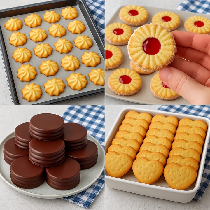 TE ENSEÑO 4 RECETAS DE GALLETAS

 1. Galletas de mantequilla con manga pastelera

Ingredientes:

200 g de mantequilla a temperatura ambiente
100 g de azúcar glas
1 huevo
1 cucharadita de extracto de vainilla
250 g de harina de trigo
1 cucharada de leche opcional, si la masa está muy espesa

Preparación:

1. Batir la mantequilla con el azúcar glas hasta que esté cremosa.
2. Añadir el huevo y la vainilla. Batir hasta integrar.
3. Incorporar la harina poco a poco, mezclando hasta obtener una masa suave.
4. Colocar la masa en una manga pastelera con boquilla rizada.
5. Formar las galletas sobre una bandeja con papel de hornear.
6. Hornear a 180 C por 10-12 minutos o hasta que estén doradas en los bordes.
7. Enfriar y servir.

  2. Galletas rellenas con mermelada tipo Linzer

Ingredientes:

200 g de mantequilla
100 g de azúcar
1 huevo
1 cucharadita de esencia de vainilla
300 g de harina
Ralladura de 1 limón opcional
Mermelada de fresa o frambuesa
Azúcar para espolvorear

Preparación:

1. Batir mantequilla y azúcar hasta cremoso. Añadir huevo y vainilla.
2. Agregar harina y ralladura de limón. Amasar suavemente.
3. Estirar la masa y cortar círculos. A la mitad hacer un agujero en el centro.
4. Hornear a 180 C por 10-12 minutos.
5. Una vez frías, untar mermelada sobre la base sin agujero.
6. Cubrir con la parte perforada y espolvorear azúcar si se desea.

  3. Alfajores cubiertos con chocolate

Ingredientes:

200 g de harina
100 g de fécula de maíz maicena
100 g de azúcar
150 g de mantequilla
2 yemas de huevo
1 cucharadita de esencia de vainilla
200 g de dulce de leche
200 g de chocolate para cobertura

Preparación:

1. Mezclar mantequilla y azúcar. Añadir las yemas y vainilla.
2. Agregar harina y maicena, formar una masa suave.
3. Estirar y cortar círculos. Hornear a 170 C por 10-12 minutos.
4. Una vez fríos, unir dos con dulce de leche.
5. Derretir el chocolate y bañar los alfajores.
6. Dejar secar sobre papel manteca.

  4. Galletas de mantequilla con forma de corazón

Ingredientes:

150 g de mantequilla
100 g de azúcar
1 huevo
1 cucharadita de esencia de vainilla
250 g de harina
1 cucharadita de polvo de hornear

Preparación:

1. Batir mantequilla y azúcar hasta cremoso.
2. Añadir el huevo y la vainilla. Mezclar bien.
3. Incorporar harina con polvo de hornear y formar una masa.
4. Estirar la masa y cortar con molde de corazón.
5. Colocar en bandeja con papel manteca.
6. Hornear a 180 C por 10-12 minutos o hasta dorar levemente.
7. Dejar enfriar y guardar en frasco hermético.

#recetas #galletas #cookies #usafood