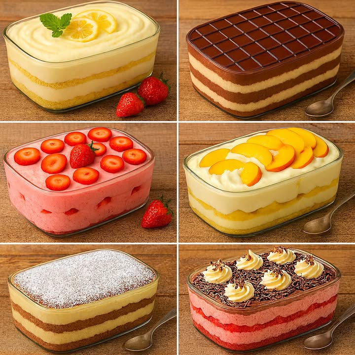 Te enseño 6 recetas de postres helados ricos sin horno.

 1. Postre Cremoso de Limón

Ingredientes:

2 paquetes de galletas tipo bizcocho o soletilla
2 latas de leche condensada 790 g
2 latas de crema de leche 400 g
200 ml de jugo de limón natural
Ralladura de 1 limón
Rodajas de limón y hojas de menta para decorar

Preparación:

1. Tritura ligeramente las galletas de bizcocho o córtalas en capas.
2. En la licuadora, bate la leche condensada, la crema de leche y el jugo de limón hasta obtener una crema espesa.
3. En una fuente de vidrio, coloca una capa de galleta y una capa de crema, alternando hasta llenar.
4. Decora con rodajas de limón y menta.
5. Refrigera por al menos 4 horas antes de servir.

 2. Postre de Chocolate y Crema

Ingredientes:

2 paquetes de galletas de chocolate tipo bizcocho
500 ml de crema de leche
200 g de chocolate semiamargo derretido
1 lata de leche condensada 395 g
2 cucharadas de cacao en polvo
Cobertura de chocolate brillante

Preparación:

1. Bate la crema de leche con la leche condensada hasta formar una crema.
2. Divide la mezcla en dos: a una parte añade el cacao y el chocolate derretido.
3. Alterna capas de galletas, crema blanca y crema de chocolate.
4. Finaliza con la cobertura brillante de chocolate en cuadrícula.
5. Lleva a la nevera por mínimo 3 horas antes de servir.

 3. Postre Cremoso de Fresa

Ingredientes:

2 paquetes de galletas de vainilla
400 g de fresas frescas mitad trituradas y mitad en rodajas
2 sobres de gelatina de fresa 80 g
500 ml de agua caliente
300 ml de crema de leche
1 lata de leche condensada

Preparación:

1. Disuelve la gelatina en el agua caliente y deja entibiar.
2. Bate la crema de leche, la leche condensada y las fresas trituradas.
3. Añade la gelatina ya fría y mezcla bien.
4. Monta capas de galletas, crema y fresas en rodajas.
5. Decora con fresas enteras por encima.
6. Refrigera 4 horas hasta cuajar.

 4. Postre de Durazno y Crema

Ingredientes:

1 paquete de bizcocho de vainilla
1 lata de duraznos en almíbar 400 g
500 ml de crema chantilly
1 lata de leche condensada
200 ml de crema de leche

Preparación:

1. Escurre los duraznos y corta en rodajas. Reserva el almíbar.
2. Mezcla la leche condensada con la crema de leche y bate.
3. Humedece el bizcocho en el almíbar y arma capas alternando con la crema.
4. Finaliza con chantilly y rodajas de durazno.
5. Refrigera 3 horas antes de servir.

便 5. Postre de Coco y Crema

Ingredientes:

2 paquetes de galletas tipo María o bizcocho
500 ml de leche
2 cucharadas de coco rallado
1 lata de leche condensada
300 ml de crema de leche
Azúcar glass para espolvorear

Preparación:

1. Bate la crema de leche con la leche condensada.
2. Alterna capas de galleta mojada en leche con la crema.
3. Espolvorea coco rallado entre capas.
4. Termina con una capa de crema y abundante azúcar glass por encima.
5. Lleva a la nevera por 2 horas.

  6. Postre de Fresas con Chocolate

Ingredientes:

2 paquetes de galletas de chocolate
400 g de fresas frescas cortadas
2 sobres de gelatina de fresa 80 g
500 ml de agua caliente
300 ml de crema chantilly
1 lata de leche condensada
Raspas de chocolate para decorar

Preparación:

1. Disuelve la gelatina de fresa en el agua caliente y deja enfriar.
2. Mezcla con la leche condensada y la crema chantilly.
3. Monta capas de galletas, crema y fresas.
4. Decora con copos de chantilly y raspas de chocolate.
5. Refrigera mínimo 4 horas antes de servir.

 Todas estas recetas se sirven bien frías y son ideales para el verano.

#recetas #postres #dessert