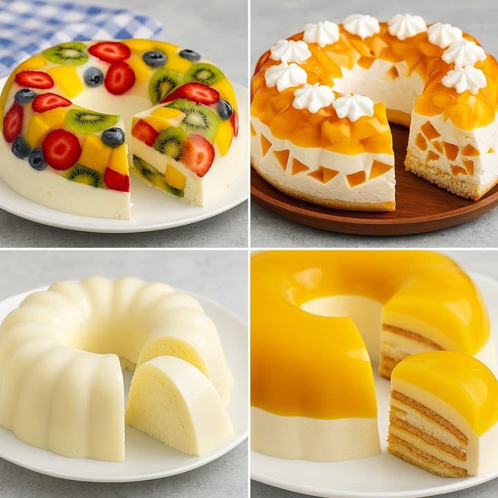 TE ENSEÑO 4 RECETAS DE POSTRES

1. Gelatina de Yogur con Frutas Frescas

Ingredientes:

1 taza de yogur natural
1 taza de leche condensada
2 cucharadas de grenetina sin sabor 14 g
 taza de agua para hidratar la grenetina
Frutas frescas al gusto fresas, kiwi, arándanos, mango, etc.

Preparación:

1. Hidrata la grenetina en  taza de agua fría por 5 minutos. Luego derrítela en el microondas o a baño maría.
2. Mezcla el yogur con la leche condensada hasta integrar bien.
3. Añade la grenetina derretida a la mezcla y revuelve rápido para evitar grumos.
4. En un molde ligeramente engrasado, coloca las frutas frescas decorativamente.
5. Vierte la mezcla de yogur encima de las frutas.
6. Refrigera al menos 4 horas o hasta que cuaje bien.
7. Desmolda con cuidado y sirve frío.

2. Gelatina de Durazno con Crema Batida

Ingredientes:

1 lata de duraznos en almíbar, picados
1 taza de crema para batir
1 taza de leche condensada
2 sobres de gelatina sin sabor 28 g
 taza de agua para hidratar la gelatina
Decoración: rosetones de crema batida

Preparación:

1. Hidrata la gelatina en  taza de agua y derrite.
2. Bate la crema hasta que esté semimontada, luego incorpora la leche condensada.
3. Agrega la gelatina derretida a la mezcla.
4. Coloca los trozos de durazno en un molde y vierte la mezcla encima.
5. Refrigera por 4 horas.
6. Desmolda y decora con rosetones de crema batida.

 3. Flan Cremoso de Leche Condensada

Ingredientes:

1 lata de leche condensada
1 lata de leche evaporada
1 taza de crema de leche nata
2 sobres de gelatina sin sabor 14 g
 taza de agua para hidratar la gelatina
1 cucharadita de esencia de vainilla

Preparación:

1. Hidrata la gelatina en  taza de agua y derrítela.
2. Mezcla la leche condensada, leche evaporada, crema y vainilla.
3. Añade la gelatina derretida y mezcla bien.
4. Vierte en un molde engrasado y refrigera por 4 horas.
5. Desmolda con cuidado y sirve frío.

4. Gelatina con Capas de Galleta y Mousse de Maracuyá

Ingredientes:

1 taza de pulpa de maracuyá puede ser congelada o natural
1 lata de leche condensada
1 taza de crema de leche
2 sobres de gelatina sin sabor 14 g
 taza de agua para hidratar la gelatina
Galletas tipo María o vainilla

Preparación:

1. Hidrata la gelatina en  taza de agua y derrítela.
2. Licúa la pulpa de maracuyá, la leche condensada y la crema hasta que quede homogéneo.
3. Agrega la gelatina derretida y mezcla.
4. En un molde, coloca una capa de mousse y luego una capa de galletas.
5. Repite el proceso hasta llenar el molde.
6. Refrigera por al menos 4 horas.
7. Desmolda y sirve bien frío.

#Recetas #postres #dessert #usafood #recipe