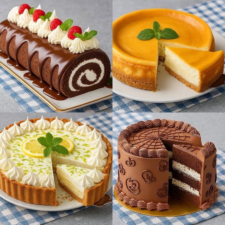 TE ENSEÑO 4 RECETAS DE POSTRES RICAS

 1. Brazo de chocolate con crema y frambuesas

Ingredientes:

4 huevos
100 g de azúcar
90 g de harina de trigo
30 g de cacao en polvo
1 cucharadita de esencia de vainilla
1 pizca de sal
300 ml de crema para batir
2 cucharadas de azúcar glass
Frambuesas frescas y hojas de menta
100 g de ganache de chocolate

Paso a paso:

1. Bate los huevos con el azúcar hasta que tripliquen su volumen.
2. Incorpora la harina, el cacao y la sal tamizados con movimientos envolventes.
3. Extiende la masa en una bandeja con papel manteca y hornea a 180 C por 12 minutos.
4. Retira, deja enfriar y enrolla con un paño para formar la memoria del brazo.
5. Bate la crema con azúcar glass hasta punto firme.
6. Desenrolla el bizcocho, rellena con crema batida y enrolla nuevamente.
7. Cubre con ganache y decora con rosetones de crema, frambuesas y menta.

 2. Cheesecake de naranja

Ingredientes:

200 g de galletas tipo María
80 g de mantequilla derretida
600 g de queso crema
200 g de azúcar
200 ml de crema de leche
3 huevos
Ralladura de naranja
100 ml de jugo de naranja natural
Hojas de menta para decorar

Paso a paso:

1. Tritura las galletas y mezcla con la mantequilla derretida. Presiona en el fondo de un molde desmontable.
2. Bate el queso crema con el azúcar, luego agrega los huevos, la crema, el jugo y la ralladura.
3. Vierte sobre la base y hornea a 160 C por 45-50 minutos. Deja enfriar completamente.
4. Refrigera al menos 4 horas antes de servir.
5. Decora con hojas de menta.

 3. Tarta de limón con crema y ralladura de lima

Ingredientes:

1 base de masa sablé o 200 g de galletas trituradas
80 g de mantequilla derretida
1 lata de leche condensada
100 ml de jugo de limón
200 ml de crema de leche
Ralladura de limón y lima
250 ml de crema para batir
2 cucharadas de azúcar glass
Rodajas de limón y menta para decorar

Paso a paso:

1. Mezcla las galletas con la mantequilla y presiona en el molde. Hornea 10 min a 180 C y deja enfriar.
2. Mezcla la leche condensada, el jugo de limón y la crema hasta integrar bien. Vierte sobre la base.
3. Refrigera por al menos 4 horas.
4. Bate la crema con azúcar glass y cubre la tarta.
5. Decora con ralladura de lima, rodajas de limón y menta.

 4. Pastel de chocolate con crema de vainilla y cobertura decorada

Ingredientes:

4 huevos
200 g de azúcar
180 g de harina
50 g de cacao en polvo
1 cucharadita de polvo de hornear
100 ml de leche
100 ml de aceite vegetal
400 ml de crema para batir
1 cucharadita de esencia de vainilla
100 g de azúcar glass
Ganache de chocolate y decoración con manga

Paso a paso:

1. Mezcla los ingredientes secos. Bate los huevos con el azúcar y añade la leche y aceite.
2. Incorpora los secos y mezcla. Hornea en moldes de 20 cm a 180 C por 30-35 minutos.
3. Bate la crema con azúcar glass y vainilla hasta que esté firme.
4. Corta el bizcocho en capas y rellena con la crema.
5. Cubre con ganache y decora con manga pastelera estilo telaraña o espirales.

#RecetasFáciles #PostresCaseros #recetas #postres #spainfood