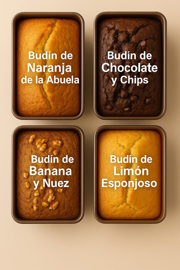 4 RECETAS DE PANQUÉS CASEROS

1. Panqué de Naranja de la Abuela

Ingredientes

200 g de mantequilla 1 taza
1  tazas de azúcar 300 g
3 huevos
Ralladura de 1 naranja grande
1 taza de jugo de naranja natural 240 ml
2  tazas de harina de trigo 300 g
2 cucharaditas de polvo para hornear

Preparación paso a paso

1. Batir la mantequilla con el azúcar hasta que quede esponjosa.
2. Incorporar los huevos uno a uno y la ralladura de naranja.
3. Agregar el jugo, intercalando con la harina cernida junto con el polvo para hornear.
4. Verter la mezcla en un molde engrasado y enharinado.
5. Hornear a 170 C por 45-50 minutos.

2. Panqué de Chocolate con Chispas

Ingredientes

200 g de mantequilla 1 taza
1  tazas de azúcar 300 g
3 huevos
 taza de cacao en polvo sin azúcar 50 g
2 tazas de harina de trigo 240 g
2 cucharaditas de polvo para hornear
1 taza de leche 240 ml
 taza de chispas de chocolate 80 g

Preparación paso a paso

1. Acremar la mantequilla con el azúcar.
2. Añadir los huevos de uno en uno.
3. Incorporar el cacao y la harina con el polvo para hornear, alternando con la leche.
4. Mezclar suavemente las chispas al final.
5. Vaciar en el molde y hornear a 170 C por 45 minutos.

3. Panqué de Plátano con Nuez

Ingredientes

200 g de mantequilla 1 taza
1 taza de azúcar 200 g
2 huevos
2 plátanos maduros machacados 1 taza
2  tazas de harina de trigo 270 g
1 cucharadita de bicarbonato de sodio
 taza de nuez picada 60 g

Preparación paso a paso

1. Batir la mantequilla con el azúcar.
2. Agregar los huevos y los plátanos triturados.
3. Incorporar la harina junto con el bicarbonato.
4. Añadir las nueces y mezclar.
5. Colocar en el molde y hornear a 170 C por 45 minutos.

 4. Panqué de Limón Suave

Ingredientes

200 g de mantequilla 1 taza
1  tazas de azúcar 250 g
3 huevos
Jugo y ralladura de 2 limones  taza de jugo, 120 ml
2  tazas de harina de trigo 300 g
2 cucharaditas de polvo para hornear
 taza de leche 120 ml

Preparación paso a paso

1. Batir la mantequilla con el azúcar hasta obtener una crema ligera.
2. Agregar los huevos y la ralladura de limón.
3. Alternar el jugo y la leche con la harina y el polvo para hornear.
4. Vaciar en un molde engrasado.
5. Hornear a 170 C durante 45 minutos.

 Todos estos panqués se preparan en molde Nº 24 a 26 según el tipo, rinden de 12 a 14 porciones y quedan húmedos, aromáticos y muy caseros.

#postres #fblifestyle #panqué