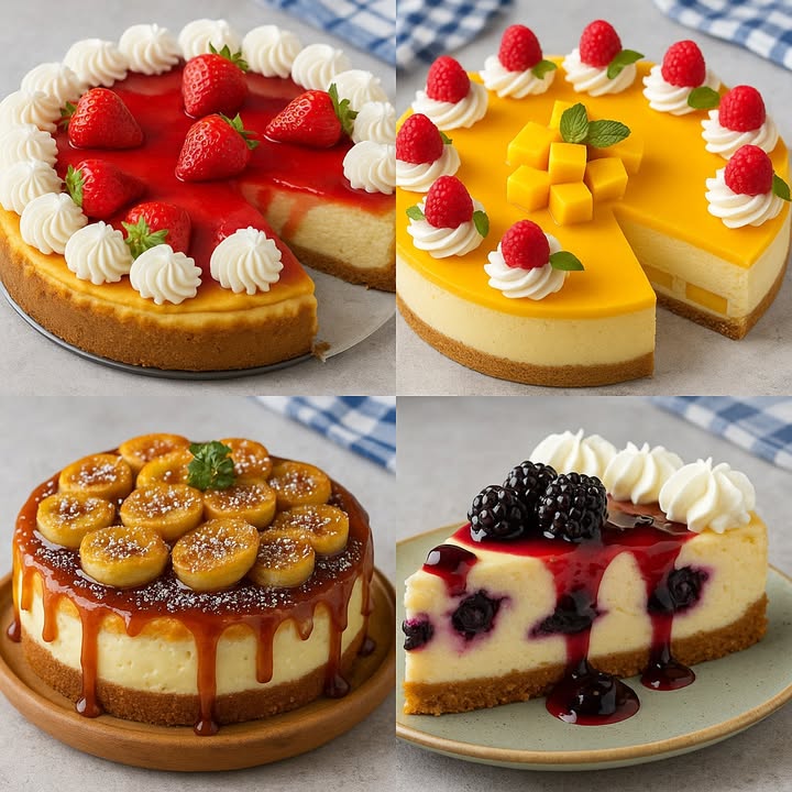 Te enseño 4 recetas de postres

 Cheesecake de Fresa

Ingredientes:

200 g de galletas tipo María trituradas
100 g de mantequilla derretida
600 g de queso crema
200 g de azúcar
200 ml de crema para batir
3 huevos
1 cdita de esencia de vainilla
250 g de fresas frescas
150 g de mermelada de fresa
Crema batida para decorar

Preparación:

1. Mezcla las galletas trituradas con la mantequilla y forma la base en un molde desmontable. Refrigera 15 minutos.
2. Bate el queso crema con el azúcar hasta obtener una crema suave. Añade los huevos uno a uno, la crema y la vainilla.
3. Vierte la mezcla sobre la base y hornea a 160 C durante 5060 minutos. Deja enfriar y refrigera al menos 4 horas.
4. Cubre con mermelada de fresa, decora con fresas frescas y crema batida alrededor.

 省 Cheesecake de Mango

Ingredientes:

200 g de galletas dulces trituradas
100 g de mantequilla derretida
600 g de queso crema
150 g de azúcar
200 ml de crema para batir
3 huevos
200 g de pulpa de mango licuada
100 g de cubos de mango fresco
Frambuesas frescas y hojas de menta para decorar
Crema batida para adornar

Preparación:

1. Prepara la base mezclando galletas y mantequilla, presiona en el molde y enfría.
2. Bate el queso crema con el azúcar, agrega los huevos y la crema. Añade la pulpa de mango y mezcla bien.
3. Hornea a 160 C durante 50 minutos. Deja enfriar y refrigera 4 horas.
4. Cubre con una capa de pulpa de mango, decora con cubos de mango, frambuesas, crema batida y menta fresca.

  Cheesecake de Plátano Caramelizado

Ingredientes:

200 g de galletas trituradas
90 g de mantequilla derretida
600 g de queso crema
150 g de azúcar
200 ml de crema para batir
3 huevos
2 plátanos maduros para decorar
100 g de azúcar para el caramelo
50 g de mantequilla para el caramelo
Azúcar glas para espolvorear

Preparación:

1. Mezcla las galletas con la mantequilla y haz la base en el molde.
2. Bate el queso crema con el azúcar, agrega los huevos y la crema. Hornea a 160 C por 50 minutos. Deja enfriar.
3. En una sartén, derrite el azúcar con la mantequilla hasta formar un caramelo dorado. Añade rodajas de plátano y caramelízalas.
4. Coloca los plátanos sobre el cheesecake frío, deja caer un poco de caramelo por los bordes y espolvorea con azúcar glas.

 Cheesecake de Mora

Ingredientes:

200 g de galletas trituradas
100 g de mantequilla derretida
600 g de queso crema
180 g de azúcar
200 ml de crema para batir
3 huevos
150 g de moras frescas para el interior y decoración
150 g de mermelada de mora
Crema batida para decorar

Preparación:

1. Forma la base con galletas y mantequilla, enfría en la nevera.
2. Bate el queso crema con el azúcar, añade los huevos y la crema. Incorpora algunas moras enteras en la mezcla.
3. Hornea a 160 C durante 55 minutos. Deja enfriar y refrigera mínimo 4 horas.
4. Cubre con mermelada de mora, coloca moras frescas encima y decora con crema batida.

#recetas #postres #dessert