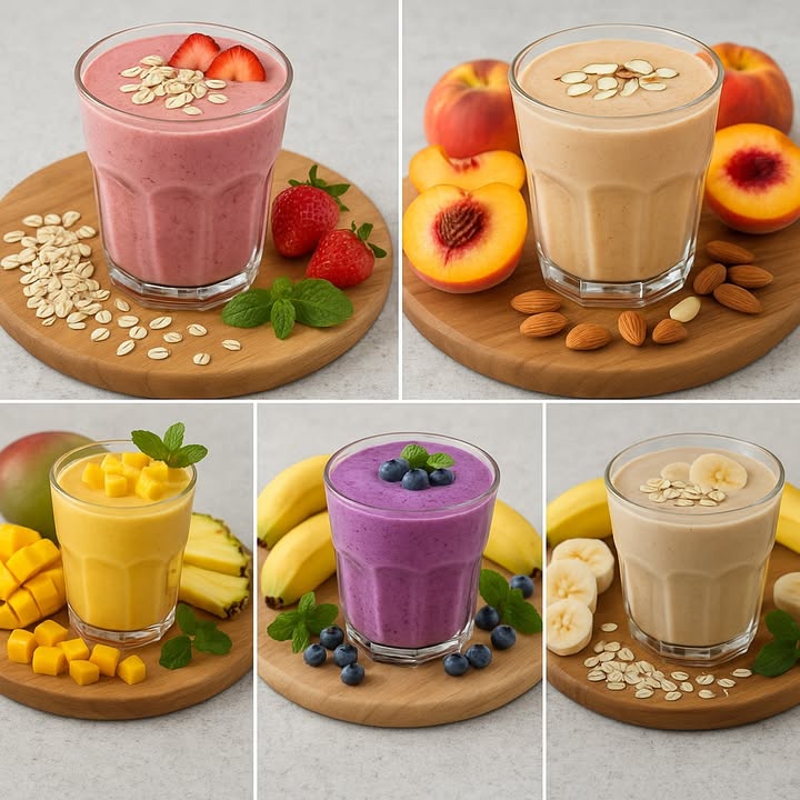 磻 5 Batidos Naturales y Saludables

1. Batido de Fresa con Avena

Ingredientes:

1 taza de fresas frescas
1/2 plátano maduro
1 taza de leche puede ser vegetal
2 cucharadas de avena
1 cucharadita de miel opcional

Preparación:
Licúa todos los ingredientes hasta obtener una mezcla cremosa. Sirve frío y decora con rodajas de fresa y copos de avena.

 2. Batido de Durazno con Almendras

Ingredientes:

2 duraznos maduros pelados y sin hueso
1 taza de leche de almendras
1 cucharada de mantequilla de almendras o almendras molidas
1 cucharadita de esencia de vainilla
Cubos de hielo

Preparación:
Mezcla todos los ingredientes en la licuadora hasta lograr una textura suave. Adorna con almendras laminadas.

3. Batido de Mango con Piña

Ingredientes:

1/2 taza de mango en cubos
1/2 taza de piña en cubos
1 taza de yogur natural o leche de coco
1 cucharadita de miel o jarabe de agave
Hielo al gusto

Preparación:
Licúa todos los ingredientes hasta que estén bien integrados. Sirve con cubos de mango fresco.

4. Batido de Arándanos con Plátano

Ingredientes:

1/2 plátano
1/2 taza de arándanos frescos o congelados
1 taza de leche vegetal
1 cucharada de semillas de chía o linaza opcional
Hojas de menta para decorar

Preparación:
Tritura todos los ingredientes en la licuadora. Sirve frío y decora con arándanos y menta.

5. Batido de Plátano con Avena

Ingredientes:

1 plátano maduro
1 taza de leche de avena o leche normal
2 cucharadas de avena
1 cucharadita de canela
1 cucharadita de miel opcional

Preparación:
Licúa todo hasta conseguir una textura cremosa. Sirve con rodajas de plátano y avena por encima.

#recetas #postres #health #healthyfood #usafood #recetassaludables #healthylifestyle