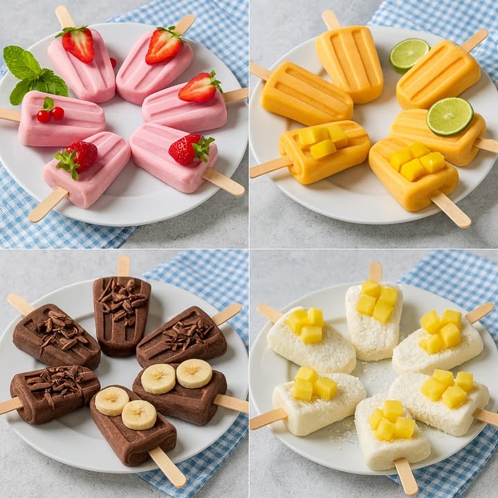 TE ENSEÑO 4 RECETAS DE PALETAS HELADAS SÚPER FÁCILES Y RIQUÍSSIMAS! 省便

 1. Paletas de Fresa con Yogur
Ingredientes:

2 tazas de fresas frescas
1 taza de yogur natural o griego
3 cucharadas de miel o azúcar
1 cucharadita de jugo de limón

Preparación:
Tritura las fresas con el jugo de limón y el endulzante si prefieres, cuela la mezcla.
Agrega el yogur y mezcla hasta integrar.
Reparte en moldes para paletas y congela por mínimo 6 horas.

省 2. Paletas Cremosas de Mango
Ingredientes:

2 mangos bien maduros
1/2 taza de leche condensada
1/2 taza de crema de leche nata
Jugo de medio limón

Preparación:
Licúa todo hasta conseguir una crema homogénea.
Rellena los moldes y congela entre 6 y 8 horas.
Para un extra tropical , añade trocitos de mango al molde antes de verter la mezcla.

 3. Paletas de Chocolate con Plátano
Ingredientes:

2 plátanos maduros
1 taza de leche puede ser vegetal
2 cucharadas de cacao en polvo sin azúcar
2 cucharadas de miel o azúcar

Preparación:
Bate todo en la licuadora hasta obtener una mezcla lisa.
Pasa a los moldes y congela.
Tip: puedes poner pedacitos de chocolate  o chispas en el fondo del molde antes de llenar.

便 4. Paletas de Coco y Piña estilo Piña Colada

Ingredientes:

1 taza de piña en cubos
1 taza de leche de coco
1/2 taza de crema de coco o leche condensada si te gustan más dulces
Coco rallado al gusto opcional

Preparación:
Licúa la piña con la leche y la crema de coco.
Si disfrutas la textura, agrega coco rallado a la mezcla.
Coloca en los moldes y congela 6 horas o durante toda la noche. 

#helado #recetas #postres #recipe #icecream