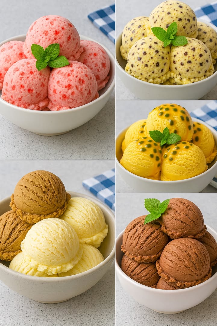 Te enseño 5 Recetas de Helados Cremosos y Fáciles de preparar y con sabor irresistible.

1. Helado Suave de Fresa 

Ingredientes:

300 g de fresas frescas lavadas y sin tallo
200 g de azúcar
250 ml de nata para montar bien fría
200 ml de leche entera
1 cucharadita de jugo de limón

Preparación:

1. Licúa las fresas junto con el limón y 100 g de azúcar hasta obtener un puré liso.
2. Mezcla la leche con el resto del azúcar hasta que se disuelva completamente.
3. Bate la nata fría hasta que quede semimontada con volumen, pero no muy firme.
4. Incorpora el puré de fresas y la leche azucarada con movimientos suaves.
5. Pasa la mezcla a un recipiente con tapa y congela. Remueve cada 30 minutos unas 3 veces para evitar cristales de hielo.
6. Deja en el congelador al menos 6 horas antes de servir.

 2. Helado de Café y Vainilla 

Ingredientes:

300 ml de leche entera
250 ml de nata para montar
3 yemas de huevo
150 g de azúcar
1 cucharadita de esencia de vainilla
1 cucharada de café soluble o 50 ml de espresso fuerte

Preparación:

1. Calienta la leche con la mitad del azúcar hasta que esté tibia.
2. Bate las yemas con el azúcar restante hasta que se pongan claras y espumosas.
3. Agrega poco a poco la leche caliente sobre las yemas sin dejar de batir.
4. Vuelve la mezcla a la olla y cocina a fuego bajo hasta que espese como una crema ligera sin hervir.
5. Divide en dos: una parte mézclala con vainilla y la otra con café disuelto.
6. Deja enfriar, añade nata semimontada y mezcla suavemente cada sabor.
7. Congela por separado y sirve alternando bolitas de café y vainilla.

 3. Helado de Vainilla con Trozos de Chocolate 

Ingredientes:

300 ml de leche entera
250 ml de nata para montar
3 yemas de huevo
150 g de azúcar
1 cucharadita de esencia de vainilla
100 g de chocolate troceado o rallado

Preparación:

1. Calienta la leche con la mitad del azúcar.
2. Bate las yemas con el resto del azúcar hasta obtener una crema.
3. Vierte la leche caliente sobre las yemas poco a poco y vuelve a la olla. Cocina hasta espesar ligeramente.
4. Retira del fuego, añade vainilla y deja enfriar.
5. Incorpora la nata semimontada y luego los trocitos de chocolate.
6. Lleva al congelador en un recipiente tapado, removiendo cada 30 minutos las primeras 2 horas.

4. Helado de Maracuyá 省

Ingredientes:

200 ml de pulpa de maracuyá sin semillas
250 ml de nata para montar muy fría
200 ml de leche condensada
100 ml de leche entera

Preparación:

1. Mezcla la pulpa de maracuyá con la leche condensada y la leche entera.
2. Bate la nata hasta que esté semimontada.
3. Une la nata con la mezcla de maracuyá con movimientos envolventes.
4. Congela en un recipiente hermético, removiendo cada 30 minutos durante las primeras 2 horas.
5. Congela mínimo 6 horas. Al servir, puedes decorar con un poco de pulpa fresca.

5. Helado Cremoso de Chocolate con Leche 拏

Ingredientes:

200 g de chocolate con leche de buena calidad
250 ml de nata para montar muy fría
250 ml de leche entera
3 yemas de huevo
120 g de azúcar
1 cucharadita de esencia de vainilla

Preparación:

1. Pica el chocolate y fúndelo al baño maría o en microondas en intervalos cortos, removiendo hasta que quede cremoso. Reserva.
2. Calienta la leche con la mitad del azúcar hasta que esté tibia.
3. Bate las yemas con el azúcar restante hasta que estén claras y cremosas.
4. Añade poco a poco la leche caliente a las yemas, batiendo constantemente.
5. Devuelve a la olla y cocina a fuego bajo, removiendo hasta que espese ligeramente textura tipo natilla ligera, sin hervir.
6. Incorpora el chocolate derretido y la vainilla, mezcla bien y deja enfriar a temperatura ambiente.
7. Refrigera mínimo 2 horas.
8. Bate la nata fría hasta que quede semimontada y agrégala suavemente a la mezcla de chocolate.
9. Congela en un recipiente tapado, removiendo cada 30-40 minutos las primeras 2-3 horas.
10. Deja reposar en el congelador al menos 6 horas antes de servir.

 Consejo final: Todos estos helados quedan más cremosos si, durante las primeras horas de congelación, los remueves varias veces. El resultado será un postre casero, suave y delicioso que no tiene nada que envidiar a los de heladería.

#helados #postres #recetas