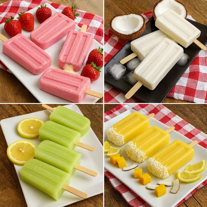 TE ENSEÑO 4 RECETAS DE HELADOS

 Helado de Fresa con Relleno Cremoso

Ingredientes:

2 tazas de fresas frescas lavadas
1/2 taza de leche
1/2 taza de crema de leche
3 cucharadas de leche condensada
1 cucharada de miel o azúcar opcional
1/2 taza de leche condensada extra para el relleno

Preparación:

1. Licúa las fresas junto con la leche, la crema de leche, la leche condensada y la miel hasta obtener una mezcla suave.
2. Vierte la mitad en moldes para helado y congela por 1 hora.
3. Agrega un poco de leche condensada en el centro de cada molde y cubre con el resto de la mezcla.
4. Inserta los palitos y congela por 6 horas o hasta que estén firmes.

便 Helado Cremoso de Coco

Ingredientes:

1 taza de leche de coco 200 ml
1 taza de leche entera
1/2 taza de leche condensada
2 cucharadas de coco rallado opcional

Preparación:

1. Licúa todos los ingredientes hasta integrarlos bien.
2. Reparte en moldes para helado.
3. Lleva al congelador por al menos 6 horas.
4. Si deseas, agrega coco rallado extra al desmoldar.

  Helado Refrescante de Limón

Ingredientes:

1 taza de jugo de limón recién exprimido
2 tazas de agua fría
1/2 taza de azúcar o endulzante al gusto
Ralladura de limón opcional

Preparación:

1. Mezcla el jugo de limón, el agua y el azúcar hasta disolver completamente.
2. Agrega ralladura de limón si quieres un sabor más intenso.
3. Vierte en los moldes para helado y congela por 6 horas.

省便 Helado de Mango con Coco

Ingredientes:

2 mangos maduros pulpa picada
1/2 taza de leche de coco
1/2 taza de leche condensada
Coco rallado grueso para decorar

Preparación:

1. Licúa la pulpa de mango junto con la leche de coco y la leche condensada hasta formar una crema espesa.
2. Distribuye en moldes para helado y congela por 5 a 6 horas.
3. Al desmoldar, pasa la punta de los helados por coco rallado para decorar.

#helado #recetas #postres #recipe #icecream