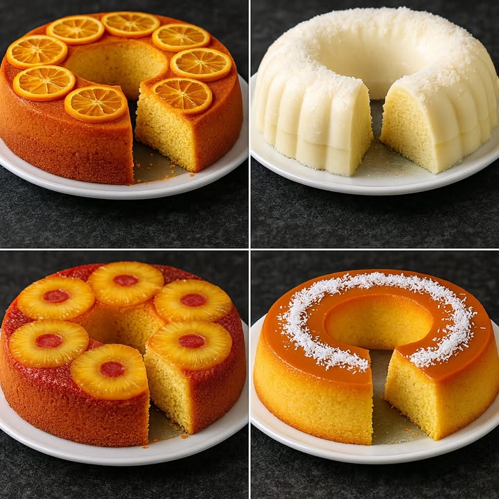 TE ENSEÑO 4 DELICIOSAS RECETAS DE POSTRES SENCILLOS 便

 1. Bizcocho de Naranja

Para la base:

1 naranja cortada en finas rodajas
200 ml de agua
100 g de azúcar

Para el bizcocho:

270 g de harina de trigo tipo 00
3 huevos grandes a temperatura ambiente
80 g de mantequilla blanda
125 g de azúcar
180 ml de zumo de naranja colado
Ralladura de 2 naranjas
16 g de levadura química polvo de hornear

Cobertura opcional:

200 ml de zumo de naranja
90 g de azúcar

Preparación paso a paso:

1. Unta el molde con mantequilla y harina, o fórralo con papel vegetal.
2. En una sartén coloca el agua, el azúcar y la naranja en rodajas. Cocina a fuego bajo unos 20 minutos hasta que caramelice suavemente. Pásalas al fondo del molde.
3. Ralla la piel de 2 naranjas y exprímelas hasta obtener los 180 ml de jugo, bien filtrado.
4. Tamiza la harina con la levadura.
5. Bate la mantequilla con el azúcar hasta que quede cremosa. Añade los huevos uno a uno.
6. Incorpora la ralladura de naranja y luego la mezcla de harina y levadura poco a poco.
7. Añade el zumo de naranja sin dejar de batir hasta integrar.
8. Vierte en el molde 24 cm, nivela y hornea a 170 C durante 35 minutos aprox.
9. Deja enfriar, desmolda y barniza con el jarabe zumo  azúcar hervidos unos minutos.

2. Pudin de Coco

Ingredientes:

6 huevos
150 g de coco rallado
8 galletas tipo María
370 g de leche condensada
200 ml de leche
65 g de azúcar
Nata montada

Elaboración:

1. Haz un caramelo con el azúcar y un poco de agua, cubre con él el molde.
2. Tritura las galletas y mézclalas con los huevos, el coco, la leche condensada y la leche. Bate hasta lograr una crema espesa.
3. Vierte la mezcla en el molde caramelizado.
4. Cocina al baño María en horno precalentado a 170 C durante unos 45 minutos.
5. Deja enfriar primero a temperatura ambiente y luego refrigera.
6. Desmolda al momento de servir y acompaña con nata montada, frutas o frutos secos.

3. Pastel Invertido de Piña 

Ingredientes:

1  taza de harina
1  barras de mantequilla
 taza de azúcar moreno oscuro mascabado
 taza de azúcar moreno claro
2 huevos
 taza de leche
 taza de almíbar de la piña
4 rodajas de piña en almíbar
Cerezas al gusto
1  cdta. de polvo de hornear
1  cdas. de esencia de vainilla

Pasos:

1. Precalienta el horno a 200 C y bájalo a 180 C al meter el pastel.
2. Engrasa un molde con mantequilla.
3. Derrite  barra de mantequilla, añade el azúcar mascabado y vierte en el fondo del molde.
4. Coloca las rodajas de piña y las cerezas.
5. Bate la mantequilla restante con el azúcar, luego agrega huevos, leche, almíbar y vainilla.
6. Incorpora la harina y el polvo de hornear cernidos.
7. Vierte en el molde y hornea 4050 minutos.
8. Deja reposar 10 minutos, desmolda volteando y listo: tendrás un pastel jugoso y brillante.

4. Pastel de Coco Atrapa Maridos便

Ingredientes bizcocho:

1 taza de leche
1 taza de leche condensada
1 taza de harina
3 huevos
 taza de azúcar
1 taza de leche de coco

Cobertura:

1  taza de coco rallado
1 taza de leche de coco
2 cdas. de azúcar

Preparación:

1. Precalienta el horno a 170 C y engrasa un molde de flan.
2. Licúa la leche, leche condensada, harina, huevos, azúcar y leche de coco hasta obtener una mezcla homogénea.
3. Vierte en el molde y hornea 45 minutos.
4. Deja enfriar 20 minutos y desmolda.
5. Para la cobertura: calienta la leche de coco con 1 taza de coco rallado y azúcar, remueve y enfría.
6. Cubre el pastel con esta mezcla y espolvorea con el coco rallado reservado.
7. Refrigera antes de servir y acompaña con café.

 Y listo! Cuatro postres irresistibles para endulzar cualquier momento.

#postres #recetas #dessert
