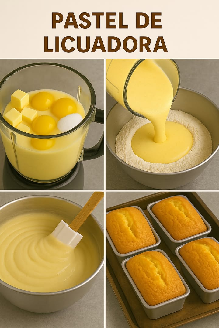 Bizcocho en Licuadora

Siempre queda delicioso: fácil, rápido y muy esponjoso.

 Ingredientes:

5 huevos
65 g de mantequilla a temperatura ambiente
450 ml de leche a temperatura ambiente
306 g de azúcar blanca
150 ml de aceite
1 cucharada de esencia de vainilla
350 g de harina de trigo común
70 g de fécula de maíz
15 g de polvo para hornear

 Preparación:

1. En la licuadora coloca los huevos, la mantequilla, la leche, el azúcar, el aceite y la vainilla. Licúa por unos 3 minutos y reserva.
2. En un bol mezcla la harina, la fécula de maíz y el polvo de hornear hasta que se integren bien.
3. Vierte la mezcla líquida sobre los ingredientes secos y revuelve hasta obtener una masa uniforme.
4. Distribuye la preparación en 4 moldes rectangulares 14 x 8,5 x 6 cm, previamente enmantecados y enharinados.
5. Hornea en horno precalentado a 180 C durante unos 25 minutos, o hasta que al pinchar con un palillo salga limpio.
6. Deja entibiar y pasa una espátula por los bordes para desmoldar fácilmente.

 El resultado es un bizcocho tierno, dorado y con ese sabor casero que conquista a todos.

#bizcochos #LICUADORA #pastel #queques  #fblifestyle