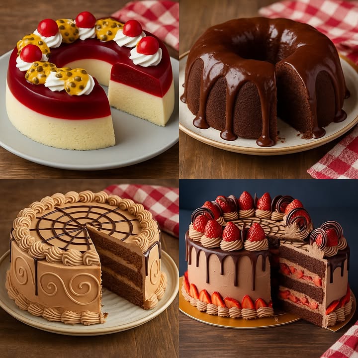 Te enseño 4 recetas de postres

 1. Gelatina con Mousse de Maracuyá y Cereza

Ingredientes

Capa de Gelatina Roja

2 paquetes de gelatina roja fresa o frambuesa
500 ml de agua caliente
200 ml de agua fría

Mousse de Maracuyá

1 lata de leche condensada
1 lata de crema de leche
1 taza de jugo de maracuyá concentrado
1 sobre de gelatina sin sabor 12 g hidratada y disuelta

Decoración

Crema chantilly
Cerezas rojas
Pulpa de maracuyá con semillas

Preparación

1. Gelatina roja: disuelve la gelatina en el agua caliente, agrega el agua fría y mezcla bien. Vierte en un molde de aro y refrigera hasta que esté firme.
2. Mousse: licúa leche condensada, crema de leche y jugo de maracuyá. Agrega la gelatina sin sabor ya disuelta y mezcla nuevamente.
3. Vierte el mousse sobre la gelatina ya firme y refrigera 4 horas o hasta cuajar completamente.
4. Decoración: desmolda y decora con crema chantilly, cerezas y pulpa de maracuyá.

 2. Bolo/Bizcocho de Chocolate con Cobertura Cremosa

Ingredientes

Bizcocho

3 huevos
1 taza de azúcar
1 taza de leche
 taza de aceite
1 taza de harina de trigo
 taza de cacao en polvo
1 cucharada de polvo de hornear

Cobertura de Chocolate

200 g de chocolate semiamargo
150 ml de crema de leche
1 cucharada de mantequilla

Preparación

1. Bate los huevos con el azúcar hasta obtener una mezcla espumosa.
2. Añade la leche y el aceite. Mezcla.
3. Incorpora la harina, el cacao y el polvo de hornear tamizados.
4. Vierte la mezcla en un molde tipo bundt y hornea a 180C por 40 minutos.
5. Para la cobertura, derrite el chocolate con la crema y luego agrega la mantequilla.
6. Vierte la cobertura caliente sobre el bizcocho ya desmoldado.

 3. Pastel de Café con Crema de Café

Ingredientes

Masa del Pastel

4 huevos
1 taza de azúcar
1 taza de harina
 taza de café fuerte frío
1 cucharadita de polvo de hornear
2 cucharadas de cacao opcional

Crema de Café

300 g de mantequilla sin sal a temperatura ambiente
1 taza de azúcar glas
1 cucharada de café soluble disuelto en 2 cucharadas de agua caliente
150 ml de crema de leche opcional para suavizar la textura

Preparación

1. Para la masa, bate los huevos con el azúcar hasta triplicar el volumen.
2. Añade la harina, polvo de hornear y el café frío, mezclando suavemente.
3. Hornea a 180C por 35 minutos.
4. Para la crema: bate la mantequilla con el azúcar glas hasta esponjar.
5. Añade el café disuelto y bate hasta integrar.
6. Corta el pastel en capas, rellena y cubre con la crema.
7. Decora con detalles de chocolate.

4. Pastel de Chocolate con Fresas y Crema de Cacao

Ingredientes

Bizcocho de Chocolate

4 huevos
1 taza de azúcar
 taza de aceite
1 taza de leche
1 taza de harina
 taza de cacao en polvo
1 cucharada de polvo de hornear

Relleno y Cobertura

300 ml de crema de leche
4 cucharadas de cacao o crema de avellanas
1 taza de fresas picadas
200 g de chocolate semiamargo
100 ml de crema de leche adicional para la ganache

Preparación

1. Bate huevos y azúcar hasta esponjar.
2. Añade el aceite y la leche.
3. Incorpora harina, cacao y polvo de hornear tamizados.
4. Hornea a 180C por 40 minutos.
5. Para el relleno, bate la crema de leche con el cacao hasta obtener crema firme.
6. Mezcla parte de la crema con fresas picadas y utiliza para rellenar las capas.
7. Para la cobertura, derrite el chocolate con los 100 ml de crema de leche.
8. Cubre el pastel y decora con fresas y rosetas de crema.

#fblifestyle #postres