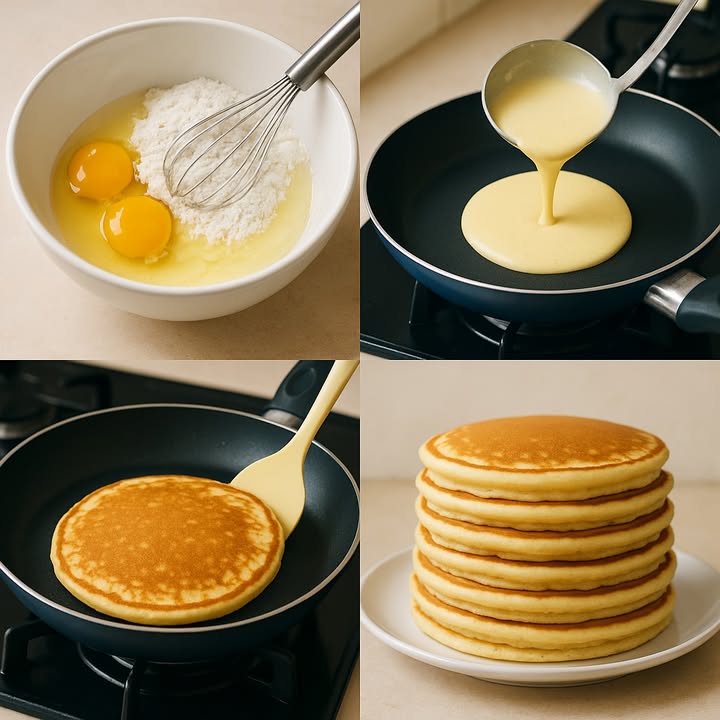 丹 Panqueques Caseros Fáciles

Ingredientes:

2 huevos
1 taza de leche aprox. 240 ml
1 taza de harina de trigo unos 120 g
1 cucharada de azúcar opcional
1 pizca de sal
1 cucharada de mantequilla derretida o aceite suave opcional
Un poco de mantequilla o aceite para engrasar la sartén

Preparación:

1. En un recipiente amplio, coloca los huevos junto con la leche y la harina previamente tamizada. Incorpora la sal y el azúcar si deseas que tengan un toque dulce.
2. Mezcla con un batidor manual hasta obtener una masa lisa y sin grumos. También puedes usar una licuadora para agilizar el proceso.
3. Añade la mantequilla derretida o el aceite y mezcla nuevamente. Esto le dará suavidad a los panqueques y evitará que se adhieran a la sartén.
4. Calienta una sartén antiadherente a fuego medio y engrásala ligeramente con mantequilla o aceite.
5. Con un cucharón, vierte un poco de la mezcla en el centro y mueve la sartén suavemente para que se forme un círculo delgado.
6. Cocina durante 1 a 2 minutos, hasta que aparezcan burbujas en la superficie y los bordes comiencen a levantarse. Da la vuelta con una espátula y deja dorar el otro lado por un minuto más.
7. Repite el proceso con toda la masa y apila los panqueques en un plato.

Ideas para acompañar:
Disfrútalos con miel, frutas frescas, mermelada, chocolate fundido, dulce de leche o tu topping favorito.

 A disfrutar! 

#recetas #panqueques #recetassaludables #Pancakes