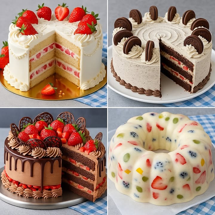 TE ENSEÑO 4 RECETAS DE POSTRES RICAS

 Pastel de Fresas con Crema Chantilly

Ingredientes:

4 huevos
200 g de azúcar
200 g de harina de trigo
1 cucharadita de polvo de hornear
1 cucharadita de esencia de vainilla
200 ml de crema para batir nata para montar
2 cucharadas de azúcar glass
300 g de fresas frescas cortadas en cubos y algunas enteras para decorar

Paso a paso:

1. Batir los huevos con el azúcar hasta que tripliquen su volumen.
2. Agregar la esencia de vainilla.
3. Incorporar la harina tamizada con el polvo de hornear, mezclando con movimientos envolventes.
4. Verter en un molde engrasado y hornear a 180C por 35-40 minutos.
5. Dejar enfriar y cortar en 3 capas.
6. Batir la crema con el azúcar glass hasta obtener picos firmes.
7. Rellenar cada capa con crema y fresas en cubos.
8. Cubrir con más crema, decorar con fresas enteras y refrigerar antes de servir.

 Pastel de Galletas Oreo

Ingredientes:

2 bases de bizcocho de chocolate o hecho en casa
500 ml de crema para batir
10 galletas Oreo trituradas
1 cucharadita de esencia de vainilla
Galletas Oreo enteras para decorar

Paso a paso:

1. Batir la crema con la esencia de vainilla hasta punto firme.
2. Agregar las galletas Oreo trituradas y mezclar suavemente.
3. Rellenar el bizcocho con esta mezcla, alternando capas.
4. Cubrir todo el pastel con la crema de Oreo.
5. Decorar con rosetones de crema y galletas Oreo enteras encima.
6. Refrigerar por al menos 2 horas antes de servir.

 Pastel de Fresas con Chocolate

Ingredientes:

3 capas de bizcocho de chocolate
300 g de fresas en cubos
400 ml de crema para batir
200 g de chocolate semiamargo
2 cucharadas de azúcar
Chocolate derretido y fresas para decorar

Paso a paso:

1. Batir la crema con el azúcar hasta que esté firme.
2. Derretir el chocolate y dejar enfriar ligeramente.
3. Mezclar una parte del chocolate con la crema batida para el relleno.
4. Colocar una capa de bizcocho, cubrir con la crema de chocolate y fresas en cubos.
5. Repetir el proceso con todas las capas.
6. Cubrir con más crema de chocolate y decorar con chocolate derretido, fresas y adornos de chocolate.
7. Refrigerar antes de servir.

  Gelatina de Yogur con Frutas

Ingredientes:

2 sobres de gelatina sin sabor 14 g
500 g de yogur natural o de vainilla
200 ml de leche condensada
200 ml de crema de leche
Frutas picadas al gusto uvas, fresas, moras, mango, kiwi

Paso a paso:

1. Hidratar la gelatina sin sabor en 5 cucharadas de agua y disolverla a baño María.
2. Mezclar el yogur, la leche condensada y la crema en un bol.
3. Agregar la gelatina disuelta y mezclar bien.
4. Incorporar las frutas picadas.
5. Verter la mezcla en un molde ligeramente engrasado.
6. Refrigerar por al menos 4 horas o hasta que esté firme.
7. Desmoldar y servir frío.

#recetas #postres #spainfood #dessert