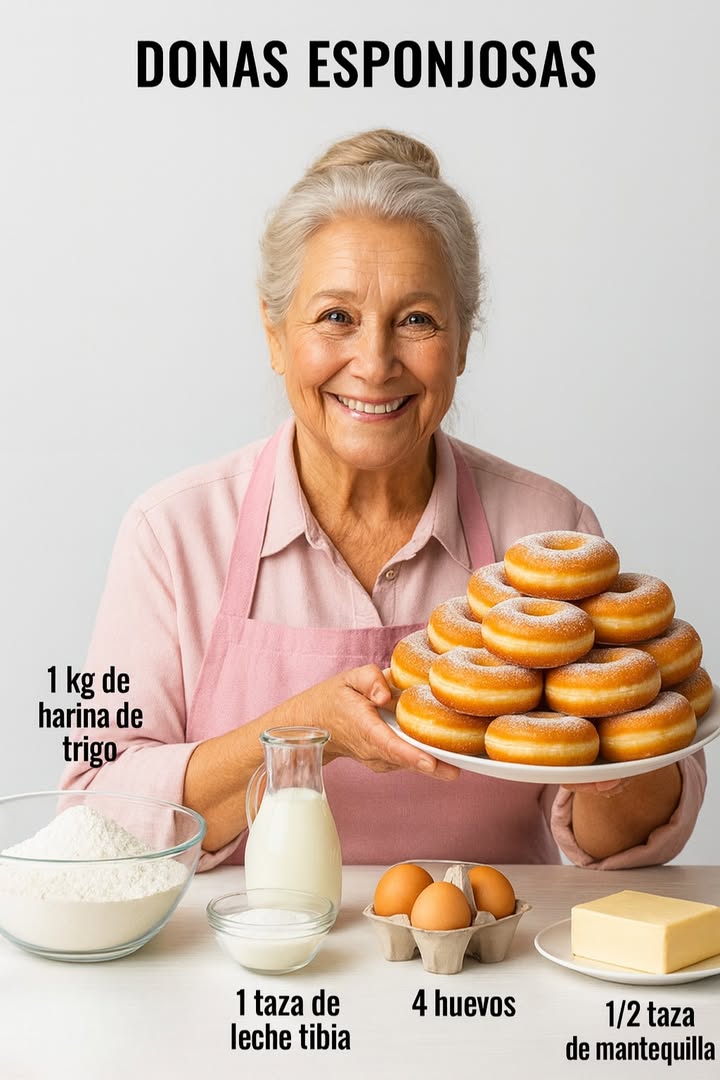 Con 1 kilo de harina salen más de 30 donas esponjosas 

Ingredientes:

1 kg de harina de trigo
1 taza de azúcar
 taza de leche tibia
4 huevos
 taza de mantequilla a temperatura ambiente
15 g de levadura seca
1 cucharada de sal
Aceite o grasa vegetal para freír
Azúcar extra para rebozar

Preparación paso a paso:

Activar la levadura
En un recipiente, mezcla la leche tibia con una cucharada de azúcar del total y la levadura.
Deja reposar entre 10 y 15 minutos, hasta que espume.

Preparar la masa
En un bol amplio coloca la harina y haz un hueco en el centro.
Agrega los huevos, el azúcar restante, la sal, la mantequilla y la mezcla de levadura activada.
Integra bien todos los ingredientes y amasa durante unos 10 minutos hasta obtener una masa suave, elástica y ligeramente pegajosa, pero fácil de manejar.

Forma una bola, ponla en un bol engrasado, cúbrela y deja reposar 1 hora o hasta que duplique su tamaño.

Formar las donas
Estira la masa con rodillo hasta un grosor de 1,5 cm.
Corta las donas con moldes o utilizando dos vasos uno grande y otro pequeño.
Colócalas en una bandeja con papel manteca y deja reposar otros 30 minutos tapadas con un paño.

Freír
Calienta el aceite o la manteca vegetal a fuego medio.
Fríe las donas en tandas, dándoles la vuelta para que se doren de ambos lados.
Retira y ponlas sobre papel absorbente.

Decorar
Cuando aún estén calientes, pásalas por azúcar granulada.

Con esta receta salen alrededor de 31 donas grandes

Consejos:

Evita freírlas en aceite demasiado caliente para que no queden crudas por dentro.
Si prefieres, puedes rellenarlas o bañarlas con chocolate una vez frías.
Para una versión al horno, hornéalas a 180 C durante 12-15 minutos y luego pincélalas con mantequilla derretida antes de azucararlas.

#donas #donuts #recetas #POSTRES