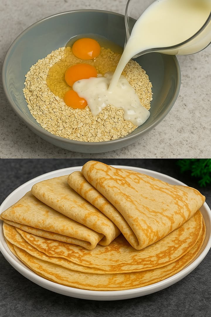 丹 Panqueques Saludables de Avena en 5 Minutos  
Sin azúcar y sin harina!   

 Ingredientes:
– 2 tazas de avena 220g   
– 1/2 cucharadita de sal 3g 蓼  
– 4 huevos 讀  
– 1 taza de leche tibia 250 ml 拏  
– 3 1/2 cucharadas de mantequilla derretida 50g 杻  

 Modo de preparación:

1. 北 En un bol grande, coloca la avena y añade la sal.  
2. 讀 Agrega los huevos y vierte la leche tibia poco a poco.  
3. 杻 Incorpora la mantequilla derretida.  
4.  Mezcla todos los ingredientes hasta obtener una masa homogénea. Puedes usar una batidora o licuadora para una textura más suave.  
5.  Calienta una sartén antiadherente a fuego medio.  
6. 彩 Vierte un poco de la mezcla en la sartén y cocina durante 1-2 minutos por lado, hasta que estén doraditas.  
7.  Sirve con frutas, yogur o un chorrito de miel si lo deseas. Y listo!

 Perfectas para el desayuno o merienda  
Rápidas, fáciles y muy nutritivas 律殺  

#RecetasSaludables #DesayunoSaludable #PanquequesDeAvena #ComidaFitness #CocinaSana #SinAzúcar #SinHarina #RecetasFáciles #DesayunoFit #VidaSaludable  
#HealthyRecipes #OatPancakes #SugarFree #GlutenFree #QuickBreakfast #HealthyEating #CleanEating #FitnessFood #WholesomeMeals #HealthyLifestyle