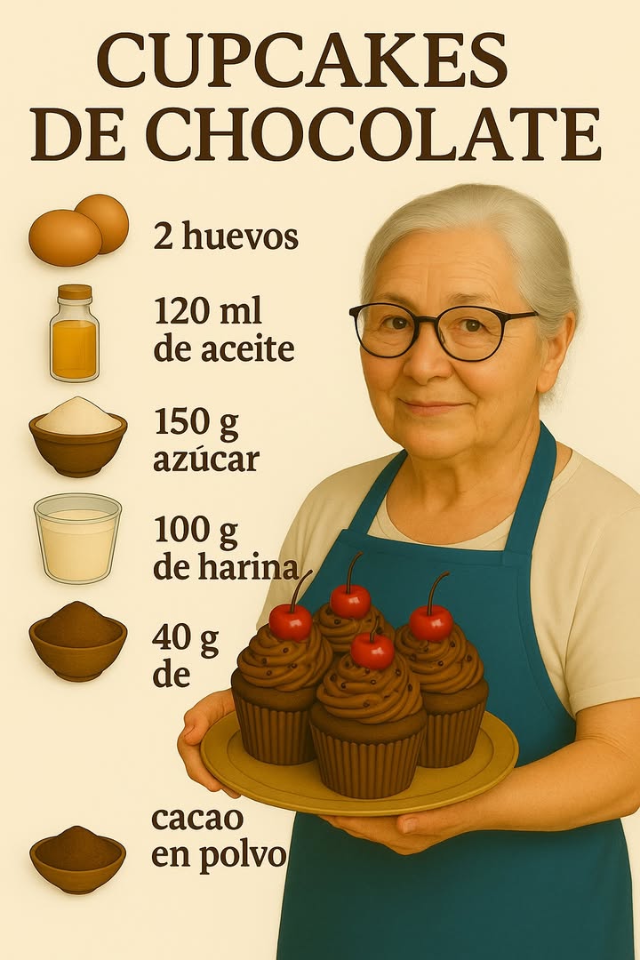 El secreto de la abuela para unos Cupcakes de Chocolate tiernos y esponjosos sin ningún enredo! 

 Ingredientes rinde 12 cupcakes:

Secos:

1 taza 120 g de harina de trigo común
1/2 taza 45 g de cacao puro sin azúcar
3/4 taza 150 g de azúcar
1 cucharadita de polvo para hornear
1/2 cucharadita de bicarbonato de sodio
1 pizquita de sal

Líquidos:

2 huevos frescos
1/2 taza 120 ml de aceite vegetal o mantequilla derretida
1/2 taza 120 ml de leche
1 cucharadita de esencia de vainilla
1/2 taza 120 ml de agua o café bien caliente intensifica el sabor del chocolate

 Preparación:

1. Precalienta el horno a 180 C 350 F y coloca los capacillos de papel en el molde para cupcakes.
2. En un recipiente grande, combina con amor todos los ingredientes secos: harina, cacao, azúcar, polvo de hornear, bicarbonato y sal.
3. En otro bowl, bate los huevos como lo hacía la abuela y agrega el aceite, la leche y la vainilla. Mezcla hasta que quede cremoso.
4. Vierte poco a poco la mezcla líquida sobre los secos, integrando sin prisas, hasta obtener una masa lisa.
5. Añade el agua o café caliente y mezcla de nuevo la masa quedará algo líquida, así es el truco de la esponjosidad!.
6. Rellena los moldes solo hasta 2/3 de su capacidad.
7. Hornea entre 18 y 22 minutos, o hasta que al pincharlos con un palillo, este salga limpio.
8. Deja que se enfríen sobre una rejilla antes de ponerles la cobertura.

 Cobertura opcional  Crema de Chocolate Buttercream:

100 g de mantequilla sin sal a temperatura ambiente
200 g de azúcar glas
2 cucharadas de cacao en polvo
2-3 cucharadas de leche
1/2 cucharadita de esencia de vainilla

Bate todos los ingredientes hasta que tengas una crema suave y sedosa. Decora los cupcakes con una manga pastelera como lo hacía la abuela en las reuniones familiares.

#bizcochos #LICUADORA #pastel #cupcakes #tortas #recetas