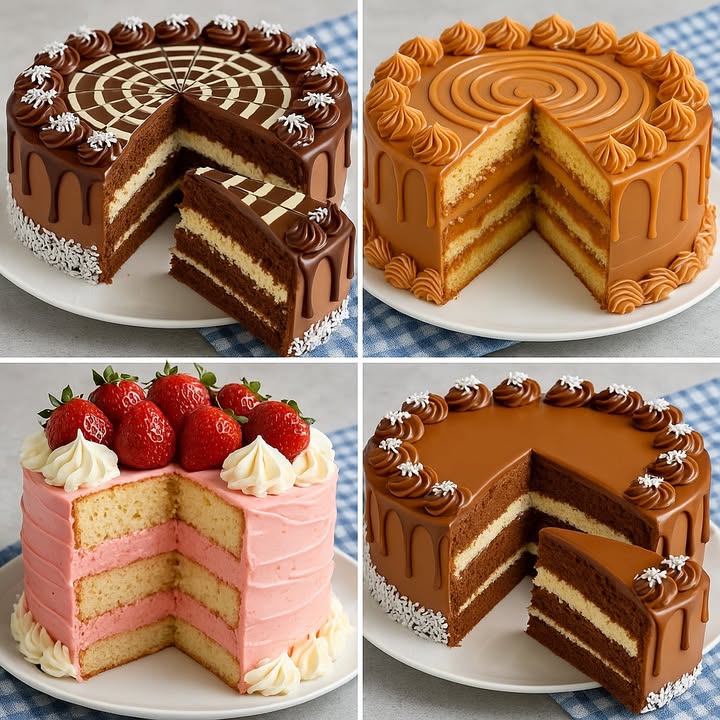 TE ENSEÑO 4 RECETAS DE POSTRES

1. Torta de chocolate con relleno de crema de coco

Ingredientes para el bizcocho:

6 huevos
1 taza de azúcar
1 taza de harina de trigo
1/2 taza de cacao en polvo
1 cucharadita de polvo de hornear
1/2 taza de leche tibia

Relleno de coco:

1 lata de leche condensada
200 ml de leche de coco
1 taza de coco rallado
2 cucharadas de maicena

Cobertura de chocolate:

200 g de chocolate semiamargo
200 ml de crema de leche
Decoración: coco rallado, crema de chocolate y glaseado blanco

Preparación:

1. Bate los huevos con el azúcar hasta triplicar el volumen.
2. Agrega la harina, el cacao y el polvo de hornear tamizados, mezclando suavemente.
3. Incorpora la leche tibia y hornea en un molde redondo a 180C por 35 minutos.
4. Para el relleno, cocina todos los ingredientes en una olla hasta espesar. Deja enfriar.
5. Corta el bizcocho en tres capas, rellena con la crema de coco.
6. Cubre con la ganache de chocolate derretido con la crema de leche.
7. Decora con rosetas de chocolate, coco rallado y glaseado blanco formando un diseño de telaraña.

2. Torta de dulce de leche

Ingredientes para el bizcocho:

6 huevos
1 taza de azúcar
1 1/2 taza de harina de trigo
1 cucharadita de polvo de hornear
1/2 taza de leche

Relleno y cobertura:

500 g de dulce de leche espeso tipo repostero
200 ml de crema de leche
2 cucharadas de mantequilla
Decoración: rosetas de dulce de leche

Preparación:

1. Bate los huevos con el azúcar hasta que estén esponjosos.
2. Agrega la harina tamizada con el polvo de hornear y la leche.
3. Hornea en molde redondo por 35-40 minutos a 180C.
4. Mezcla el dulce de leche con la crema y la mantequilla hasta tener una crema suave.
5. Corta el bizcocho en tres capas y rellena con la mezcla.
6. Cubre todo el pastel con el resto del dulce de leche.
7. Decora con rosetas y un espiral sobre la superficie.

3. Torta de fresa con crema rosada

Ingredientes para el bizcocho:

5 huevos
1 taza de azúcar
1 taza de harina de trigo
1/2 taza de leche
1 cucharadita de vainilla

Relleno y cobertura:

300 ml de crema para batir
200 g de fresas frescas
3 cucharadas de azúcar glas
Colorante rosa opcional
Fresas enteras para decorar

Preparación:

1. Bate los huevos con el azúcar hasta que la mezcla esté aireada.
2. Agrega la harina tamizada y la leche con vainilla.
3. Hornea en un molde redondo a 180C por 30-35 minutos.
4. Bate la crema con el azúcar glas hasta formar picos firmes.
5. Añade unas gotas de colorante rosa opcional y trozos de fresa.
6. Rellena las capas del bizcocho con esta crema.
7. Cubre la torta, decora con rosetas de crema y fresas enteras por encima.

4. Torta doble chocolate y vainilla

Ingredientes para el bizcocho de chocolate:

6 huevos
1 taza de azúcar
1 taza de harina
1/2 taza de cacao en polvo
1 cucharadita de polvo de hornear
1/2 taza de leche

Relleno:

250 ml de crema de leche
150 g de chocolate blanco derretido

Cobertura:

200 g de chocolate semiamargo
200 ml de crema de leche
Coco rallado para decorar

Preparación:

1. Bate los huevos con el azúcar hasta espumar.
2. Agrega la harina, cacao y polvo de hornear.
3. Incorpora la leche y hornea a 180C por 35 minutos.
4. Para el relleno, mezcla el chocolate blanco derretido con la crema batida.
5. Rellena la torta con esta mezcla.
6. Cubre con ganache de chocolate y decora con rosetas de chocolate y coco rallado en los bordes.

#recetas #postres #spainfood #dessert