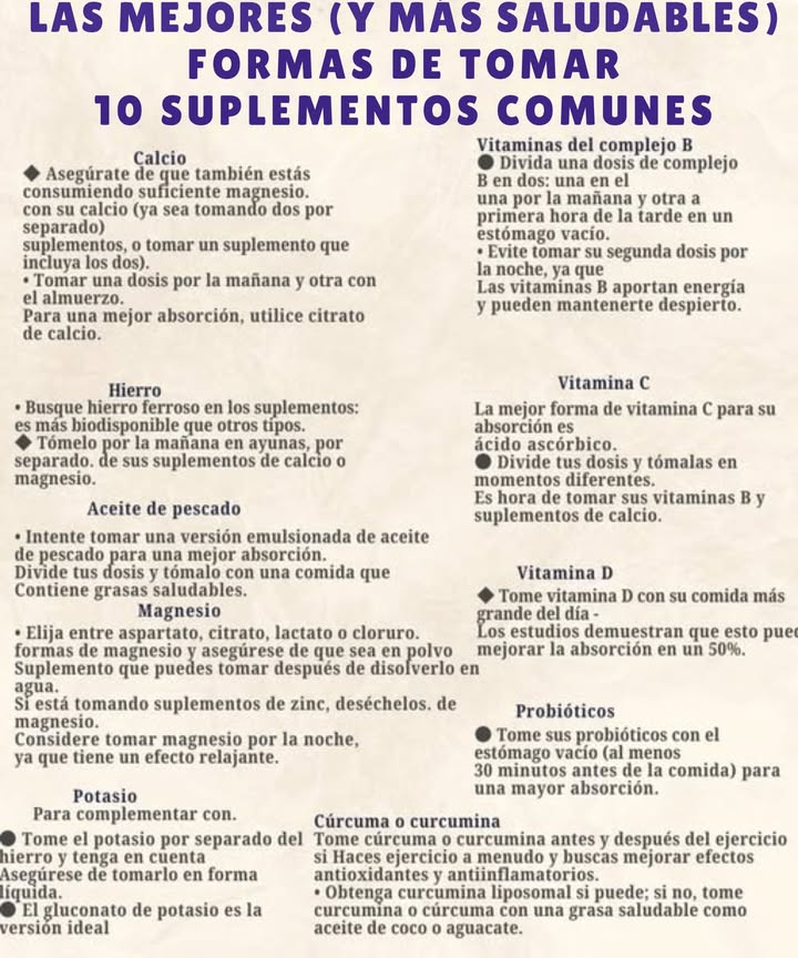 LAS MEJORES Y MÁS SALUDABLES FORMAS DE TOMAR 10 SUPLEMENTOS COMUNES