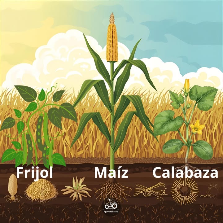 齃 El Método de Las Tres Hermanas: el cultivo ancestral que sigue siendo magia pura Una técnica indígena milenaria que combina maíz, frijol y calabaza para crear un sistema agrícola autosustentable, productivo y lleno de armonía natural. Hoy tú también puedes cultivarlo en casa. Qué son Las Tres Hermanas? Son tres cultivos que se ayudan entre sí de forma natural: Maíz: actúa como tutor para que el frijol trepe. Frijol: fija nitrógeno en el suelo, alimentando al maíz y la calabaza. Calabaza: cubre el suelo, retiene humedad y evita malezas. Una verdadera familia agrícola. 華 Cómo cultivar Las Tres Hermanas paso a paso 1. Prepara el espacio Elige una zona con sol directo y suelo fértil. Haz un montículo de tierra de unos 3040 cm de diámetro. 2. Siembra el maíz primero Planta 4 semillas al centro del montículo formando un cuadrado. Espera a que midan unos 1520 cm antes del siguiente paso. Ellas serán las guías del sistema. 3. Agrega el frijol trepador Planta 4 semillas de frijol alrededor del maíz. El frijol trepará los tallos y dará nitrógeno al suelo. 4. Completa el trío con la calabaza Alrededor del montículo, planta 23 semillas de calabaza. Sus hojas grandes protegerán la humedad y bloquearán malezas. Cuidados esenciales Riego constante pero sin encharcar. Mantén el espacio libre de malezas al inicio. Agrega compost cada 2030 días para mejorar la nutrición. Dale mucho sol: mínimo 6 horas al día. 齃 El resultado: un sistema natural, productivo y equilibrado Las Tres Hermanas no solo producen alimentos nutritivos: Son una escuela viva de biodiversidad, colaboración y sabiduría ancestral.