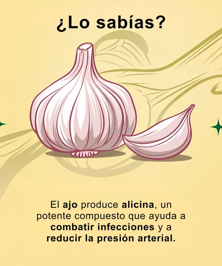 No se trata solo del sabor! 龍 El ajo genera alicina, un compuesto que ayuda a combatir infecciones y reduce la presión arterial de manera natural. Es una de las formas más simples y deliciosas de fortalecer tu sistema inmunológico. Un poco de ajo al día mantiene a los vampiros alejados! #GarlicPower #NaturalHealing #HealthyHeart