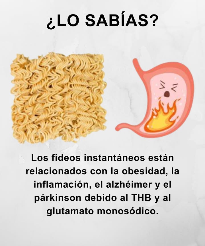 Lo que debes saber sobre los fideos instantáneos Altos en sodio, grasas y aditivos que favorecen la inflamación y el aumento de peso. El consumo frecuente se asocia con mayor riesgo de problemas digestivos y malestar estomacal. Algunos aditivos como el glutamato monosódico GMS pueden causar sensibilidad en ciertas personas. Elegir opciones frescas y caseras ayuda a cuidar la salud y mantener una alimentación equilibrada.