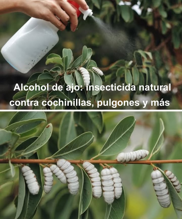 龍 Alcohol de ajo: insecticida natural contra cochinillas, pulgones y más El poder del ajo combinado con alcohol blanco ofrece una solución casera, económica y eficaz para proteger tus plantas. Ideal para jardinería ecológica y sin químicos agresivos. Preparación paso a paso Picar 6 dientes de ajo y colocarlos en una botella con aspersor. Llenar hasta la mitad con alcohol blanco. Dejar reposar toda la noche. Al día siguiente, agregar la misma cantidad de agua y un poco de detergente biodegradable o jabón de Marsella. Agitar bien antes de usar. Modo de uso Pulverizar sobre las hojas y tallos de plantas afectadas. Repele y elimina eficazmente pulgones, cochinillas, hormigas, avispas y más. Una fórmula sencilla, natural y potente para mantener tu jardín saludable y libre de plagas.