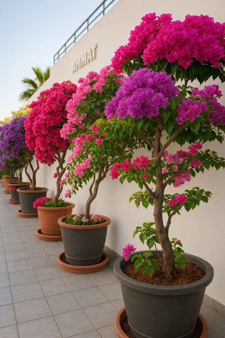Transforma tus espacios exteriores con la magia de la buganvilla en maceta La buganvilla es una planta trepadora ornamental que, incluso cultivada en maceta, ofrece una explosión de color y un toque mediterráneo único. Originaria de climas tropicales y subtropicales, es apreciada por sus vibrantes brácteas papiráceas que rodean sus pequeñas flores blancas o amarillas, creando un efecto visual irresistible. Por qué cultivarla en maceta? La buganvilla en maceta es ideal para terrazas, balcones y jardines pequeños. Crece bien en un recipiente grande y con buen drenaje, lo que permite moverla fácilmente para protegerla del frío invernal. Condiciones de cultivo Le encanta el pleno sol al menos 6 horas al día. Prefiere un suelo bien drenado y ligeramente arenoso. Requiere un riego moderado: deja que la tierra se seque ligeramente entre riegos. Cuidados esenciales Poda regular después de la floración para estimular el crecimiento. Abonar con un fertilizante rico en potasio y fósforo en primavera y verano. Protección contra las heladas: En zonas frías, conviene resguardarla o trasladarla. Consejo práctico Si el espacio es limitado, elige variedades enanas o compactas. Una buganvilla en maceta bien cuidada se convertirá en una auténtica estrella, capaz de transformar tu espacio exterior en un paraíso florido.