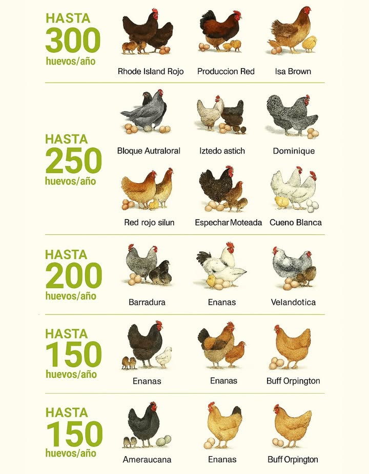 讀 Sabías que la raza de tus gallinas influye directamente en la cantidad de huevos que producen al año?
 Algunas pueden llegar hasta 300 huevos/año, mientras que otras producen menos pero ofrecen características únicas como huevos de colores o mayor resistencia a enfermedades.

 Elegir la raza adecuada puede marcar la diferencia en tu granja o huerto familiar.
 Producción natural, fresca y directa del gallinero a tu mesa.

#GallinasPonedoras #HuevosFrescos #GranjaOrgánica