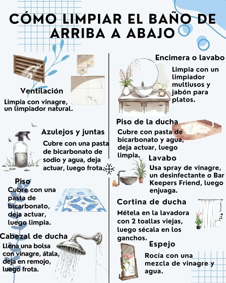 CÓMO LIMPIAR EL BAÑO DE ARRIBA A ABAJO