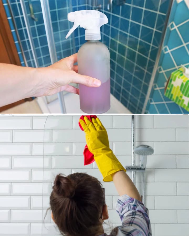 Rocíalo inmediatamente en la ducha y no tendrás que volver a limpiarlo en todo un mes -Llena una botella con pulverizador con: -1 taza de alcohol desnaturalizado -1 taza de agua oxigenada -1 cucharada de detergente para platos -1 cucharada de abrillantador para lavavajillas -3 tazas de agua -Mezcla bien todos los ingredientes. -Rocía toda la ducha con la mezcla. -Deja actuar unos minutos. -Aclara con agua caliente. -Usa guantes y ventila bien el baño mientras limpias. -Repite una vez por semana para mantener la ducha limpia hasta 1 mes sin cal ni restos.