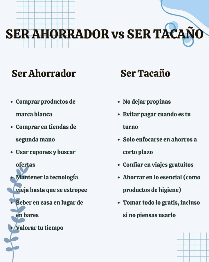 SER AHORRADOR vs SER TACAÑO