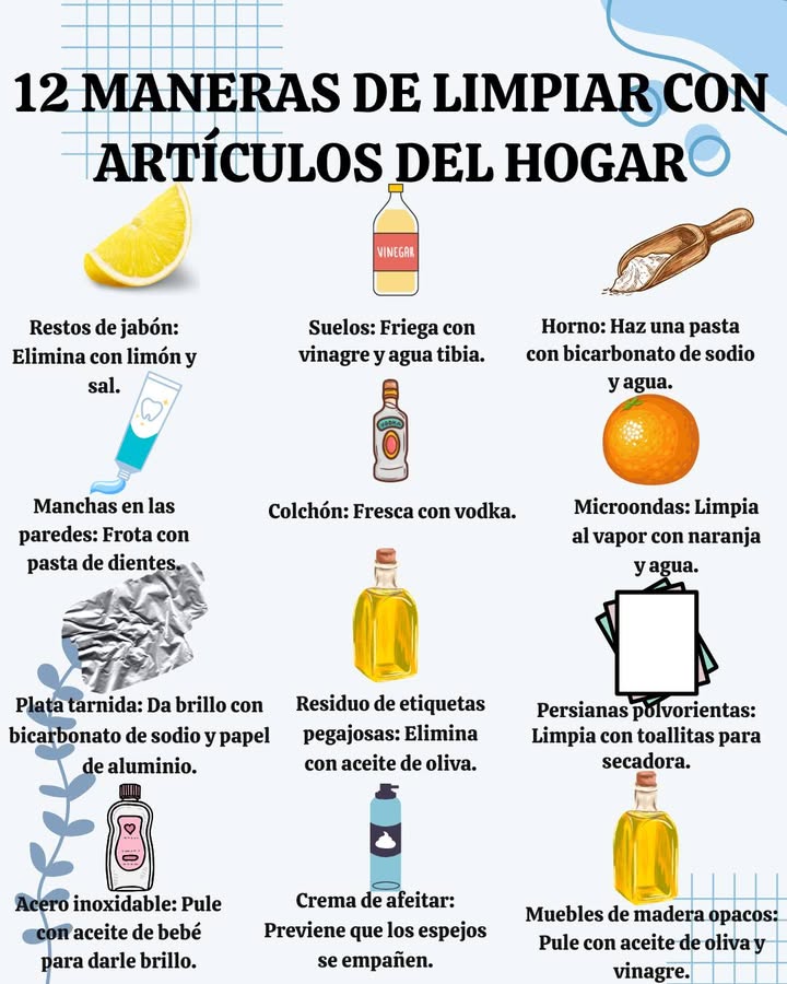 12 MANERAS DE LIMPIAR CON ARTÍCULOS DEL HOGAR