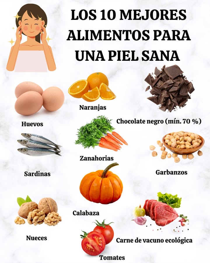 LOS 10 MEJORES ALIMENTOS PARA UNA PIEL SANA