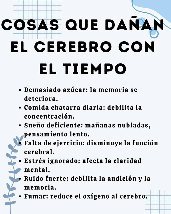 Cosas que Dañan el Cerebro con el Tiempo