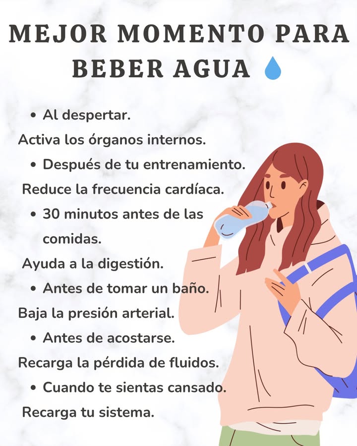 MEJOR MOMENTO PARA BEBER AGUA