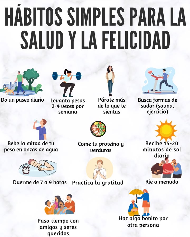 HÁBITOS SIMPLES PARA LA SALUD Y LA FELICIDAD