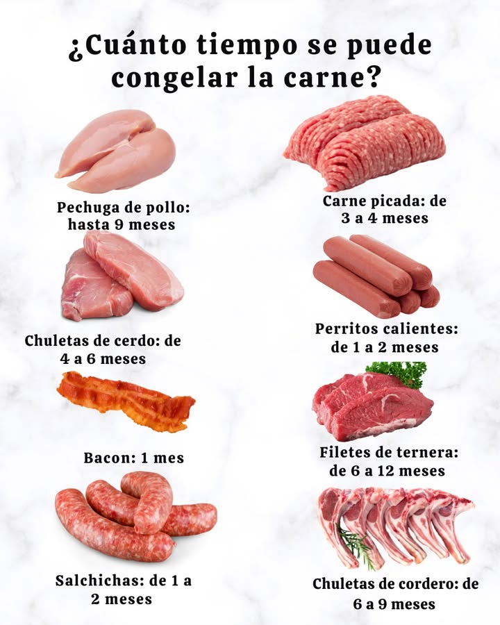 Tiempo de Conservación de la Carne en el Congelador 數