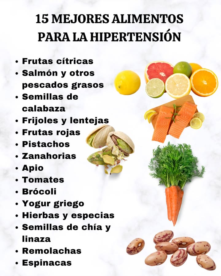 15 MEJORES ALIMENTOS PARA LA HIPERTENSIÓN