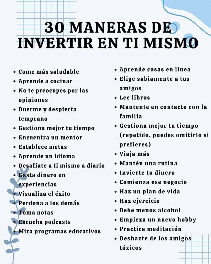 30 MANERAS DE INVERTIR EN TI MISMO