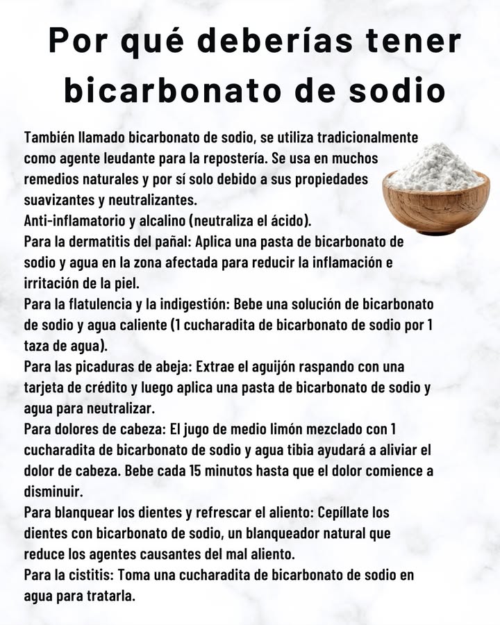 Por qué deberías tener bicarbonato de sodio