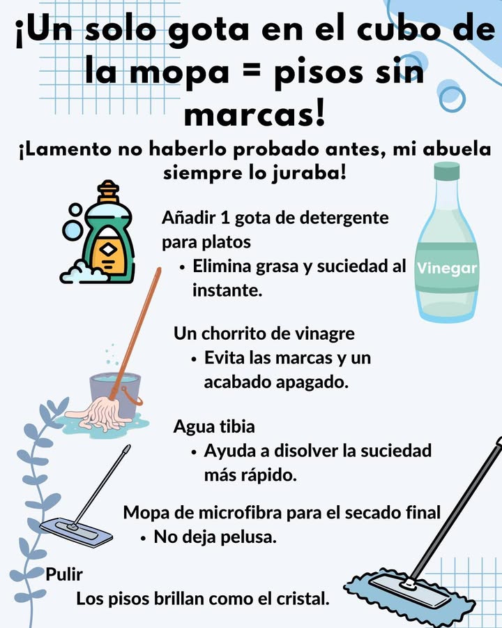Un solo gota en el cubo de la mopa = pisos sin marcas!