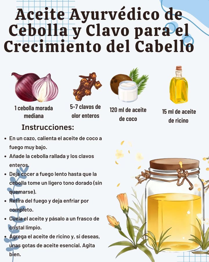 Aceite Ayurvédico de Cebolla y Clavo para el Crecimiento del Cabello