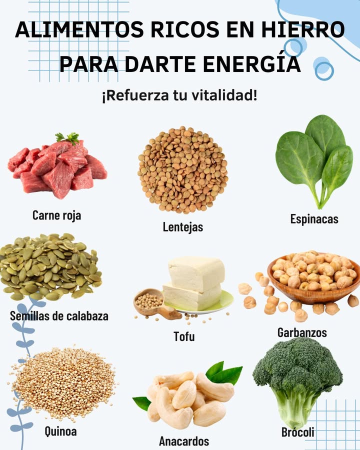 ALIMENTOS RICOS EN HIERRO PARA DARTE ENERGÍA