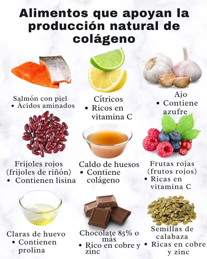 Alimentos que apoyan la producción natural de colágeno