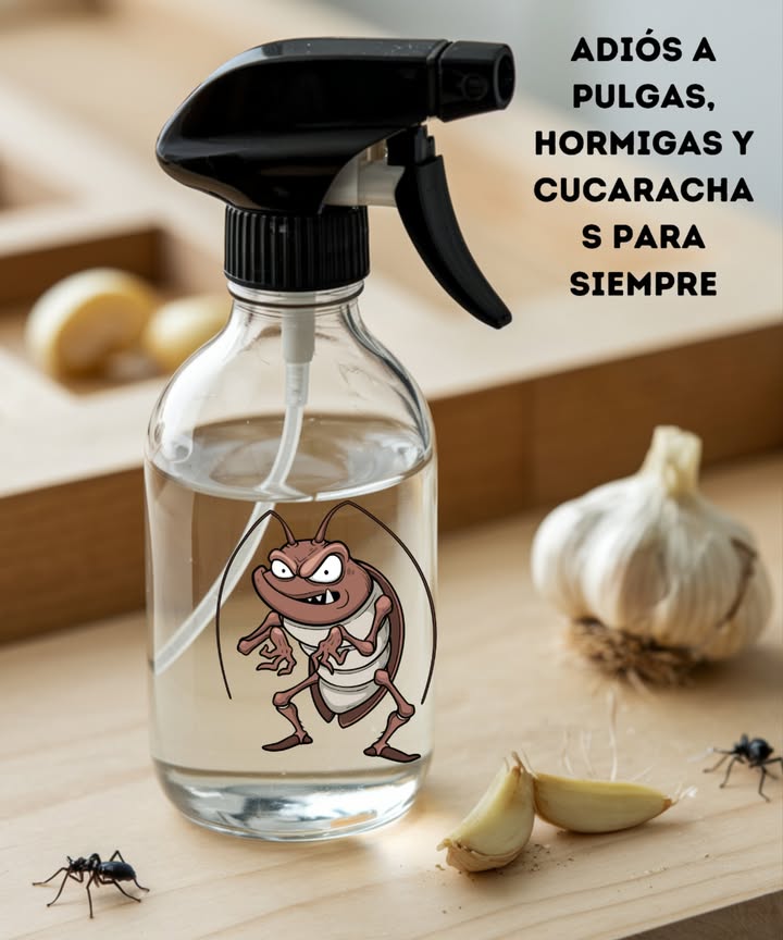 Adiós a pulgas, hormigas y cucarachas para siempre! Ingredientes: 1 taza de detergente líquido para platos 2 tazas de alcohol o vinagre de sidra de manzana 2 cucharadas de clavos de olor 1/4 de taza de agua Preparación: 1 Hierve el agua y agrega los clavos de olor. Deja reposar 10 minutos. 2 Mezcla el detergente con el alcohol o vinagre en otro recipiente. 3 Cuando el agua de los clavos se enfríe, añádela a la mezcla. 4 Vierte en un frasco con atomizador y agita suavemente. Modo de uso: Rociar en esquinas, puertas, ventanas y zonas con insectos. Aplica regularmente para mantener lejos pulgas, hormigas y cucarachas. Mantén la limpieza del hogar para evitar atraer plagas. Resultado: Un hogar libre de plagas con esta solución natural y eficaz.