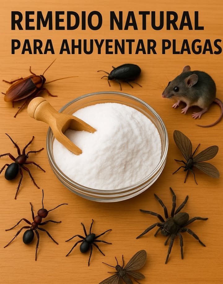 Guía práctica para el control natural de plagas con bicarbonato de sodio: Cucarachas Mezcla partes iguales de bicarbonato de sodio y azúcar. Coloca la mezcla en tapas poco profundas cerca de zonas como fregaderos, estufas y armarios. El azúcar las atrae y el bicarbonato las elimina internamente. Hormigas Combina 1 parte de bicarbonato de sodio con 1 parte de azúcar en polvo. Espolvorea en zócalos, caminos de hormigas y entradas. El azúcar atrae y el bicarbonato interfiere en su sistema digestivo. Pulgas Espolvorea generosamente sobre alfombras, camas de mascotas y muebles. Deja actuar entre 12 y 24 horas, luego aspira a fondo. El bicarbonato deshidrata a las pulgas y sus huevos. Polillas Coloca bicarbonato en sobres o recipientes abiertos dentro de armarios, cajones y cajas. Ayuda a absorber olores y disuade a las polillas de poner huevos. Ratones / Ratas Mezcla partes iguales de bicarbonato de sodio y mantequilla de maní. Coloca pequeñas cantidades en esquinas y detrás de electrodomésticos fuera del alcance de mascotas. El gas generado internamente no puede ser expulsado por los roedores. Arañas Espolvorea bicarbonato alrededor de puertas, ventanas y esquinas. Les desagrada el polvo seco y los olores fuertes. Consejos extra Reaplica cada pocos días o después de limpiar. Mantén los espacios secos para mayor efectividad. Potencia el efecto añadiendo aceites esenciales como menta o lavanda.