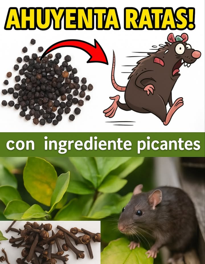 El Repelente Casero Más Eficaz contra Ratas, Ratones e Insectos 
Ingredientes naturales:
  2 cdas de romero seco
  1 cda de canela en polvo
  20 clavos de olor
  300 ml de vinagre al 9%
Cómo hacerlo:
1. Mezcla todo y deja reposar por 21 días.
2. Cuela y vierte en un atomizador.
3. Rocía en entradas, esquinas, jardín o donde veas plagas.
 Aromas potentes que espantan ratas, ratones, hormigas y cucarachas… sin usar químicos!
 Protege tu hogar de forma natural y segura

#RepelenteCasero #Ratas #Ratones  #HogarNatural