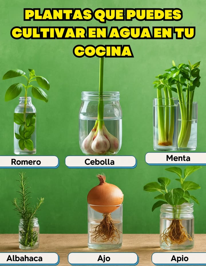 Cultivar en agua es una forma sencilla y práctica de tener hierbas frescas siempre a mano. En la cocina, varios vegetales rebrotan fácilmente solo con un frasco y agua limpia. El romero, la albahaca y la menta mantienen su aroma y vigor sin necesidad de tierra. La cebolla, el ajo y el apio desarrollan raíces rápidamente y continúan creciendo con luz natural. Una opción económica, decorativa y perfecta para aprovechar restos vegetales y disfrutar de plantas siempre verdes dentro del hogar. 

#CultivarEnAgua #HierbasFrescas  #PlantasEnCasa